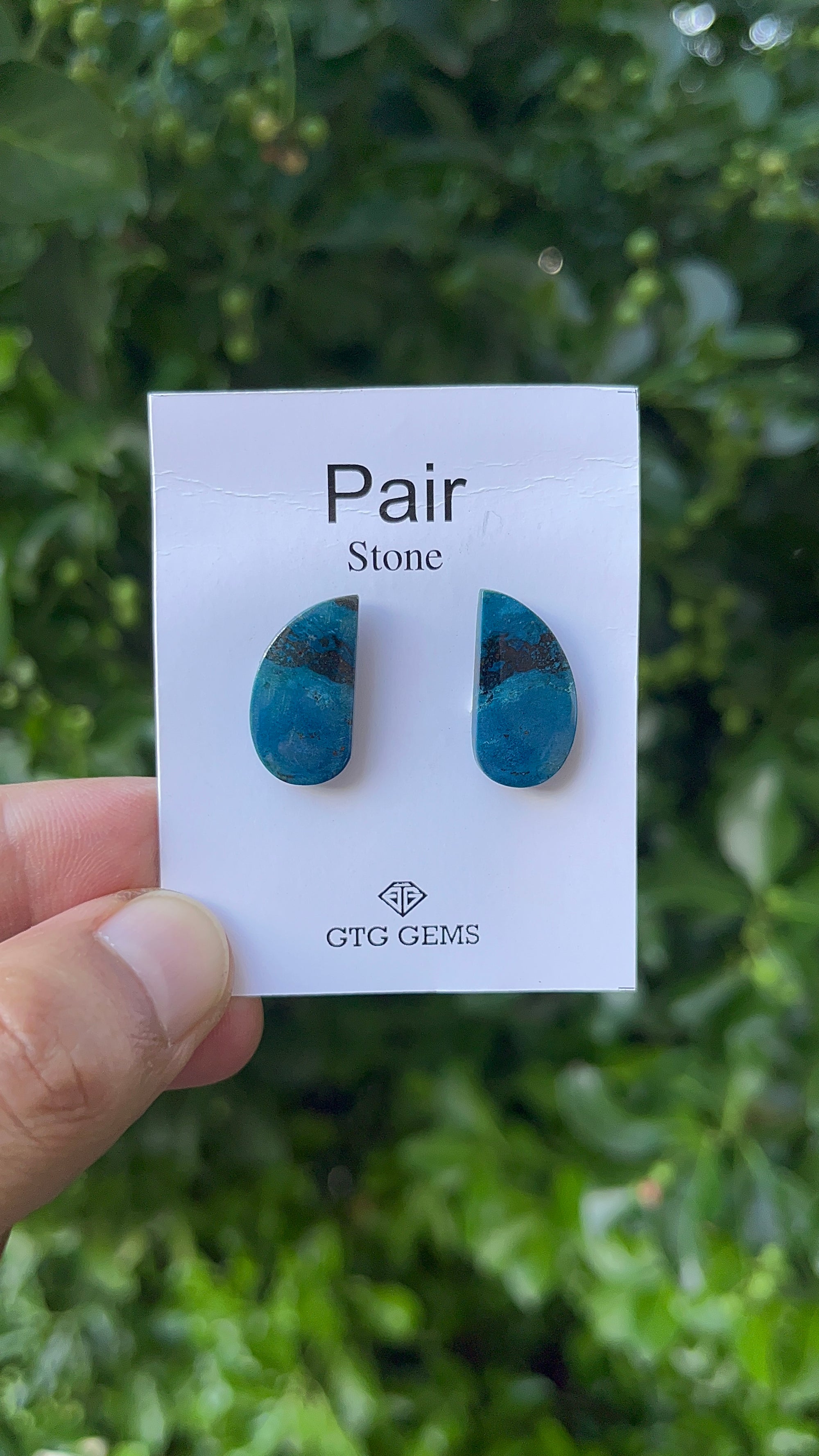 Natural  Azurite Matching Pair Cabochon, 20x11 mm, Approximately 18.5 carat (GTG-MAC-6)