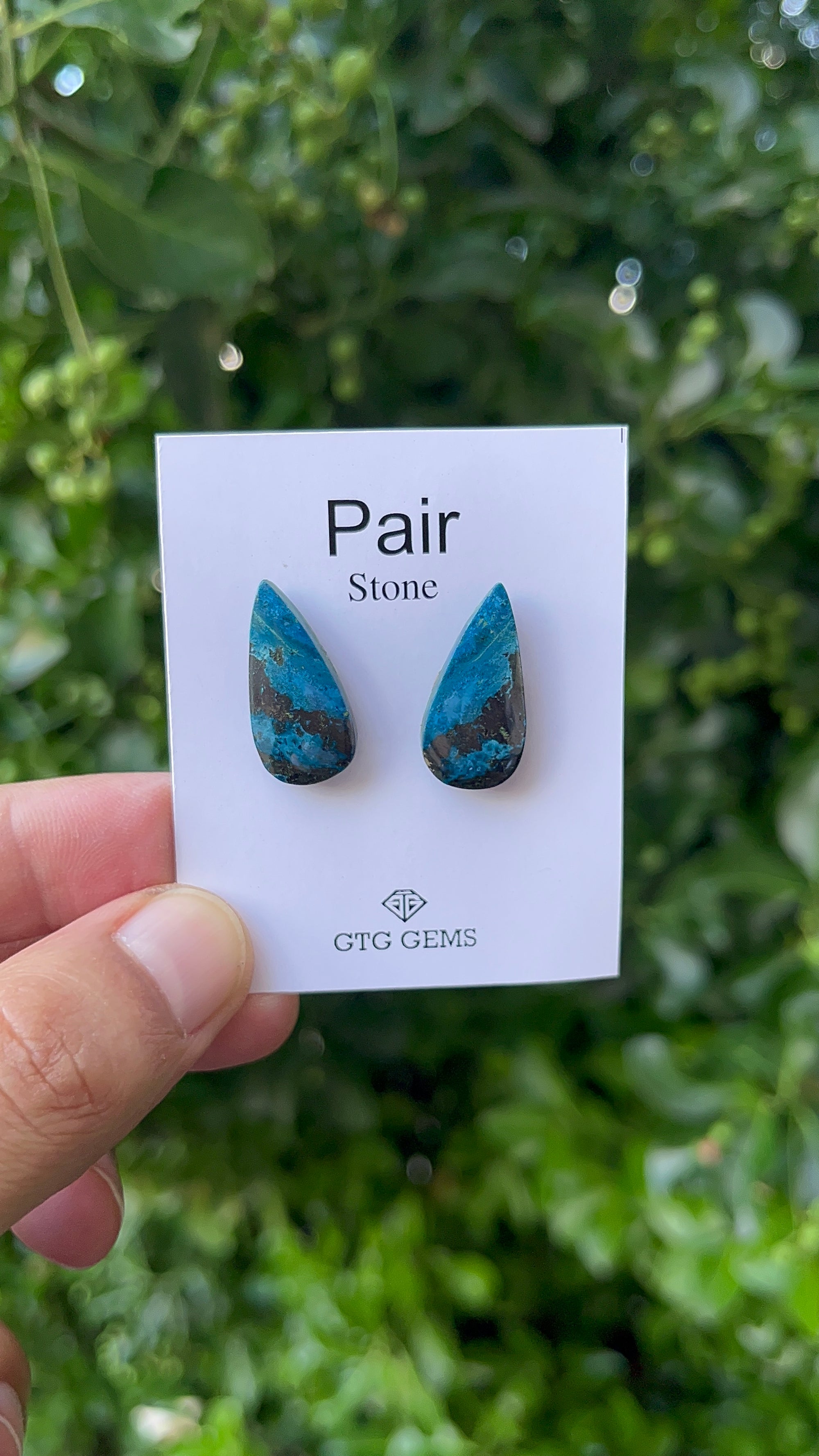 Natural  Azurite Matching Pair Cabochon, 23x11 mm, Approximately 22 carat (GTG-MAC-8)