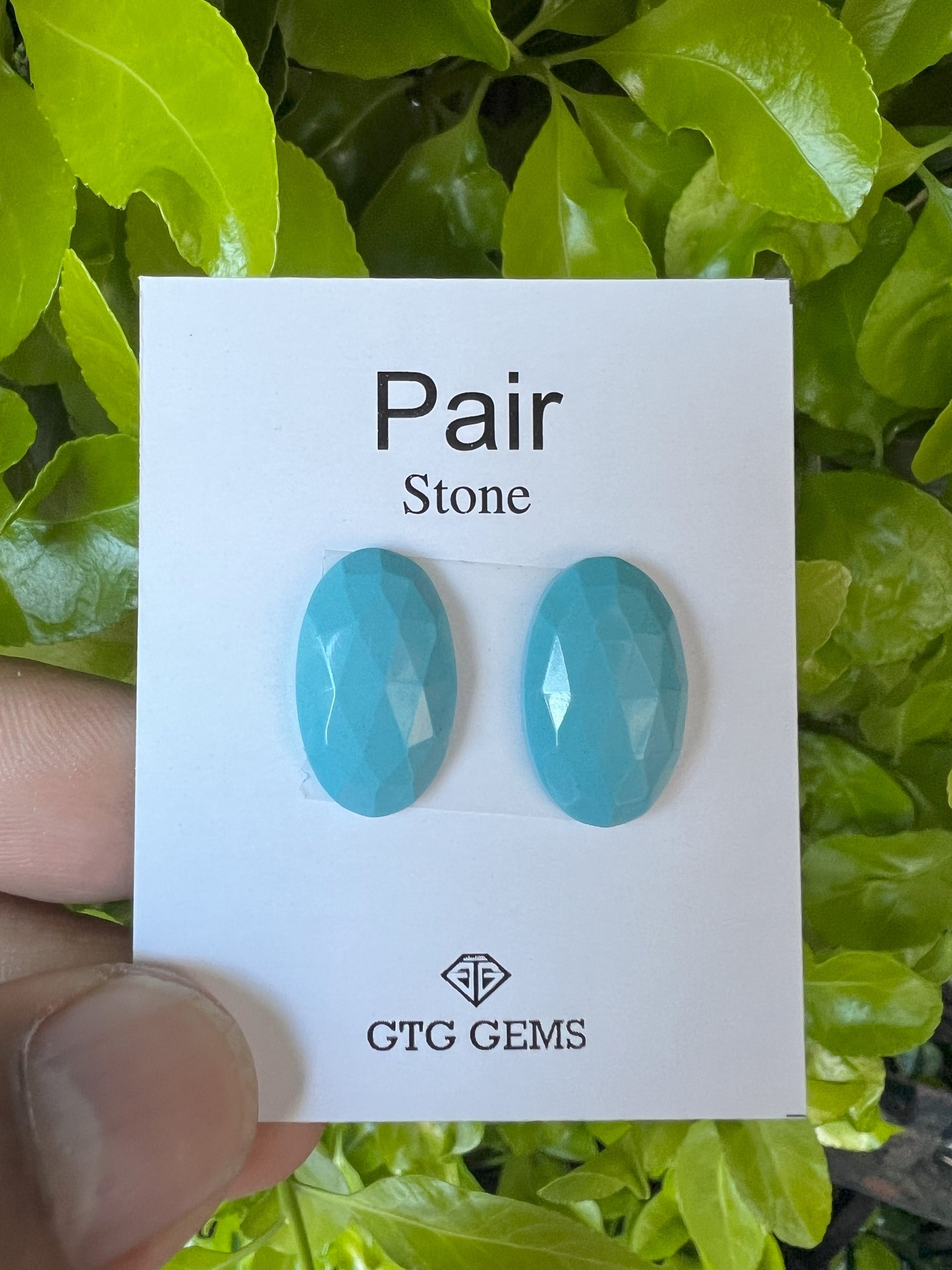 Rose cut Blue Turquoise Matching Pair Approximately 12 Carat