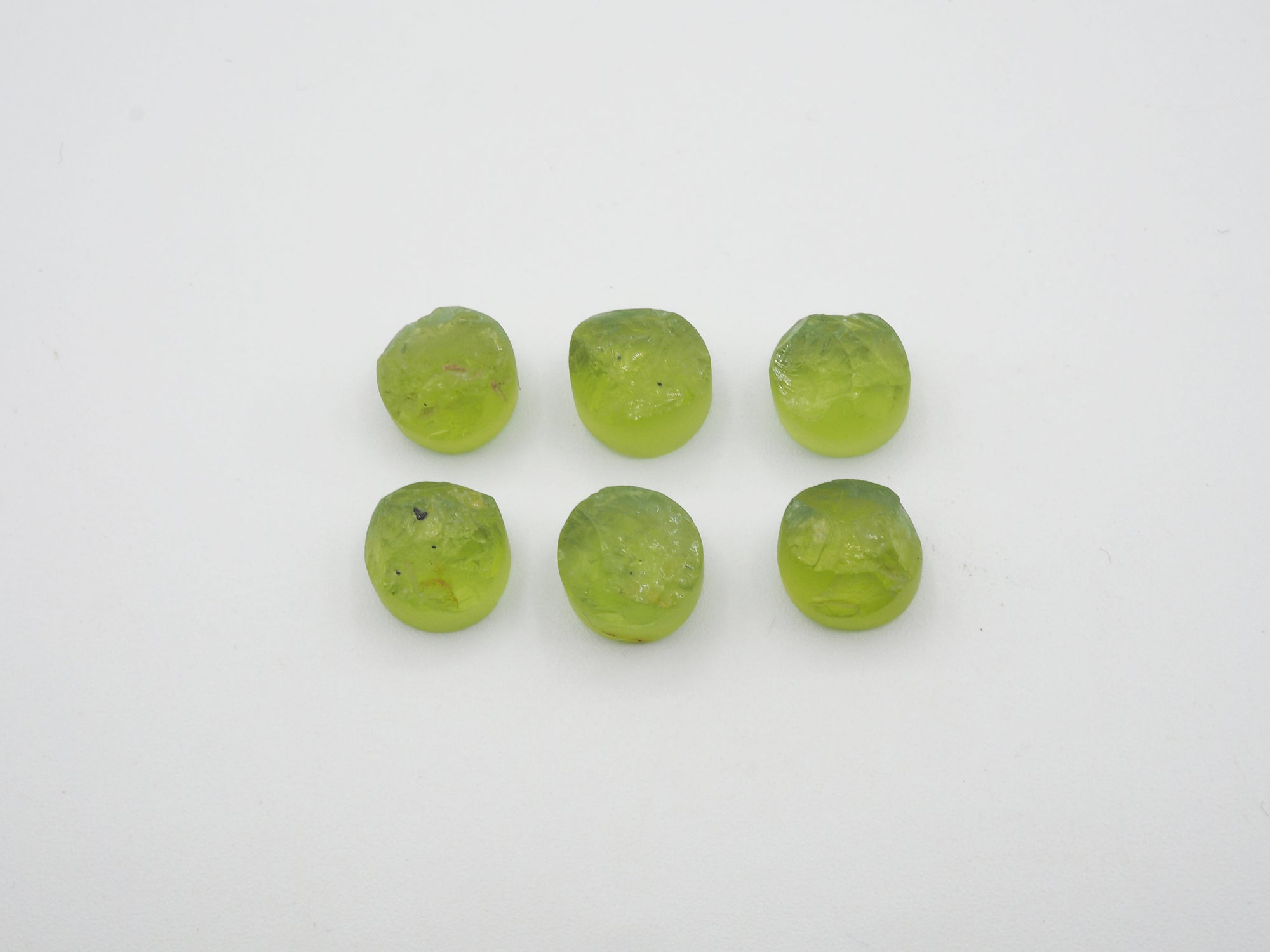 Natural Round Peridot Raw Rough Slice bottom flat, 8mm Approximately 20.80 Carat