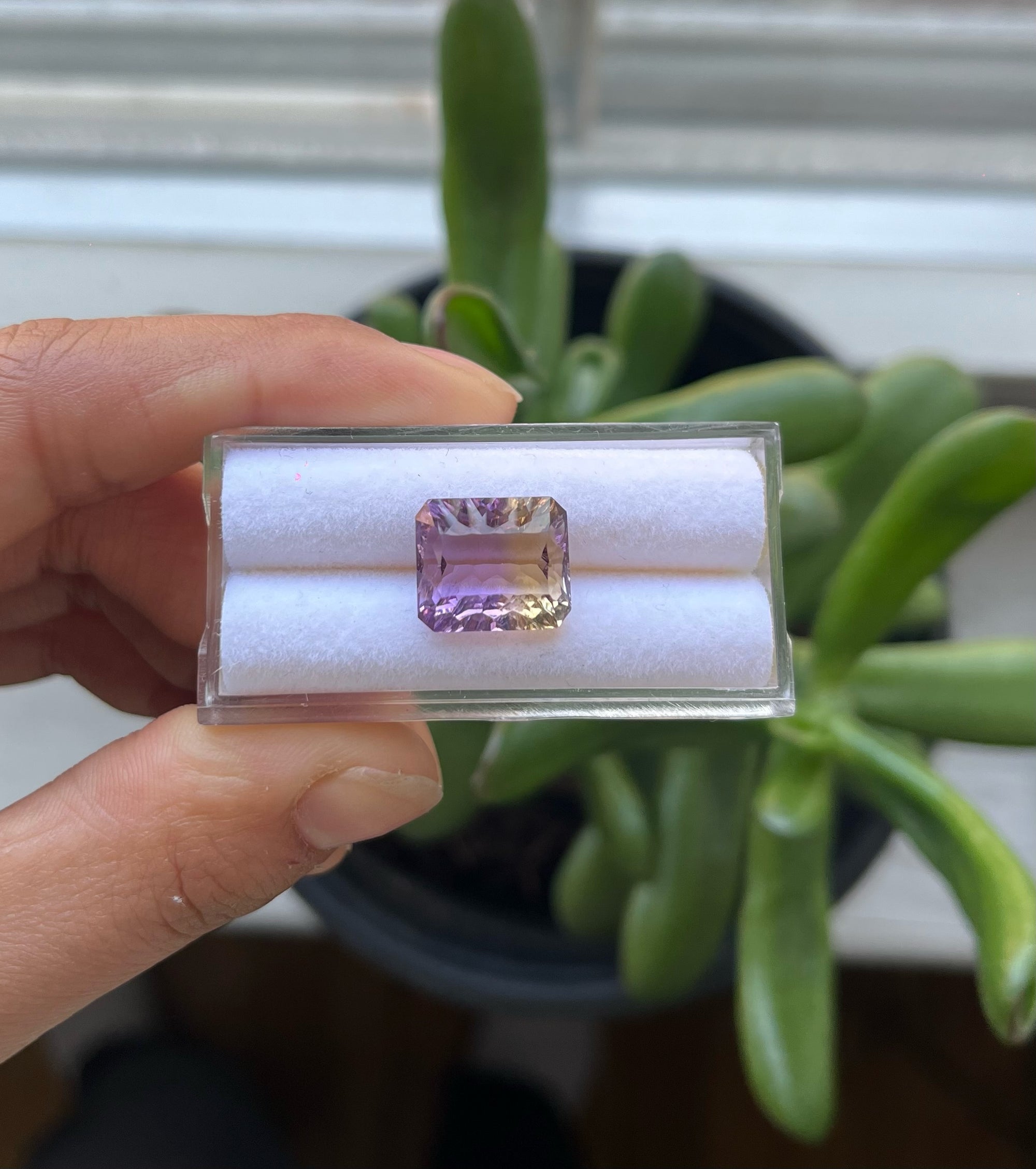 Cushion shaped Lavender Ametrine 12.6x10.9x7.3mm Single Piece Approximately 6.85 Carat