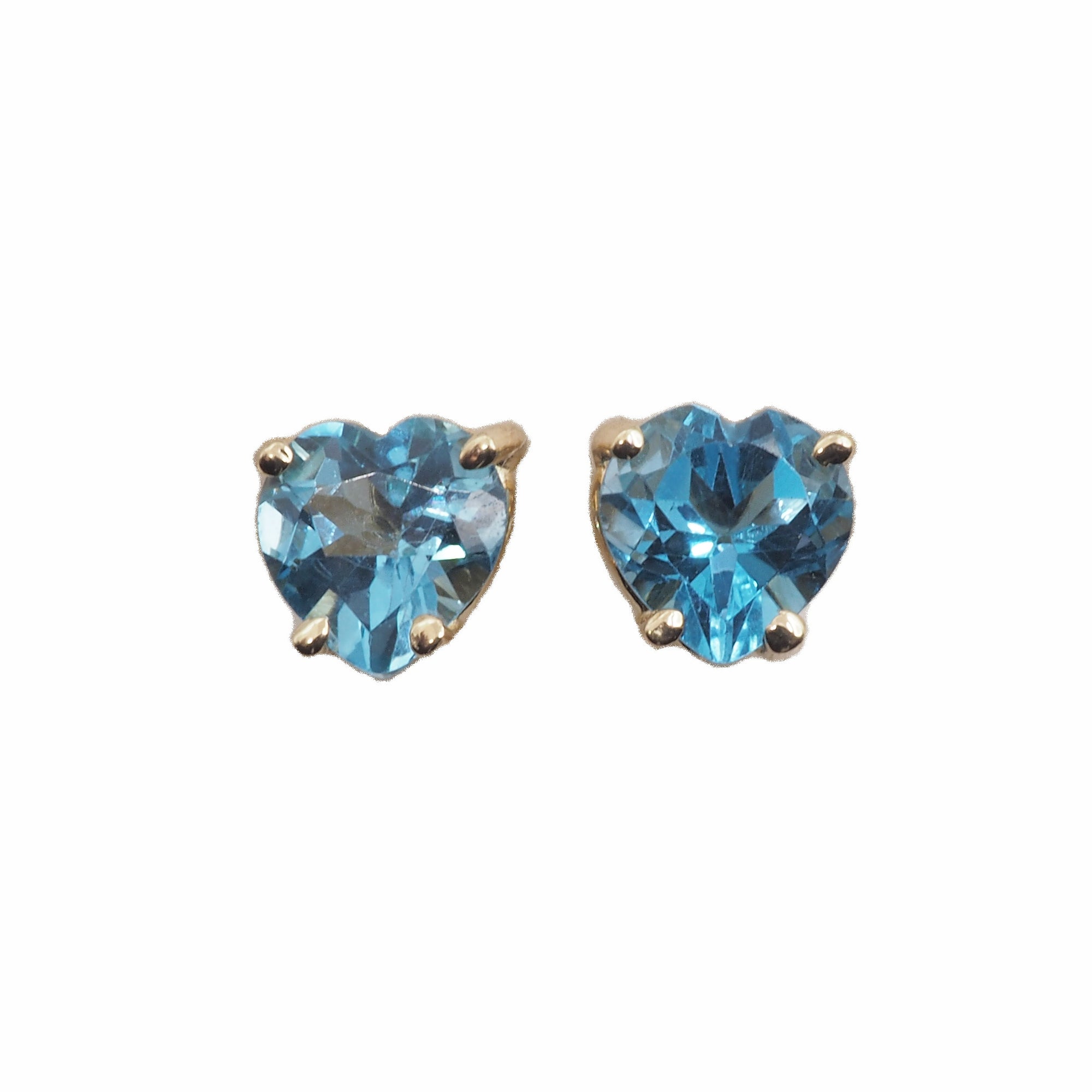 Apatite Heart shape Stud Earrings in 14K Yellow Gold