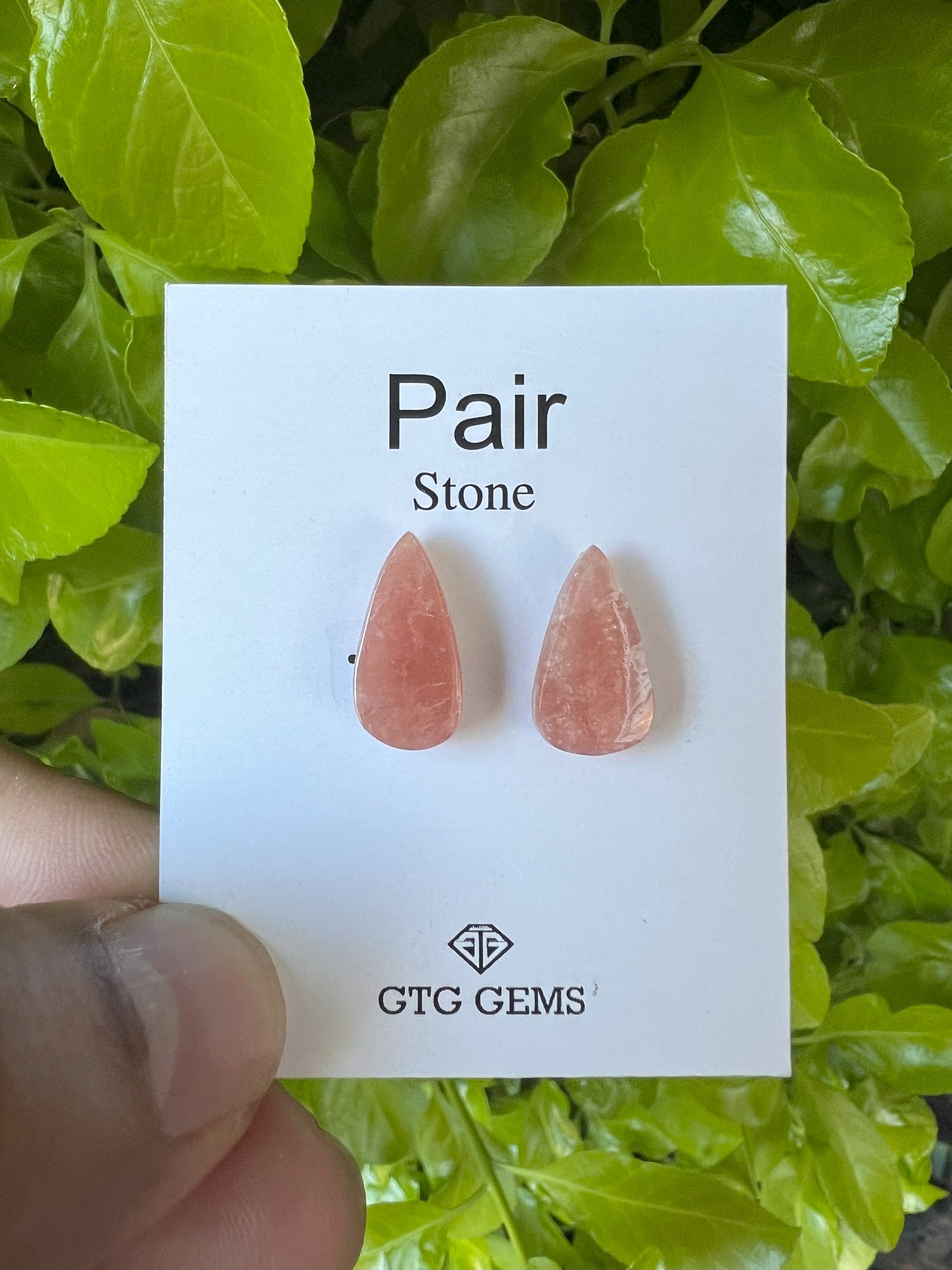 Rhodochrosite Teardrop Cabochon, Flat back Gemstone, Cabochon 16x9mm