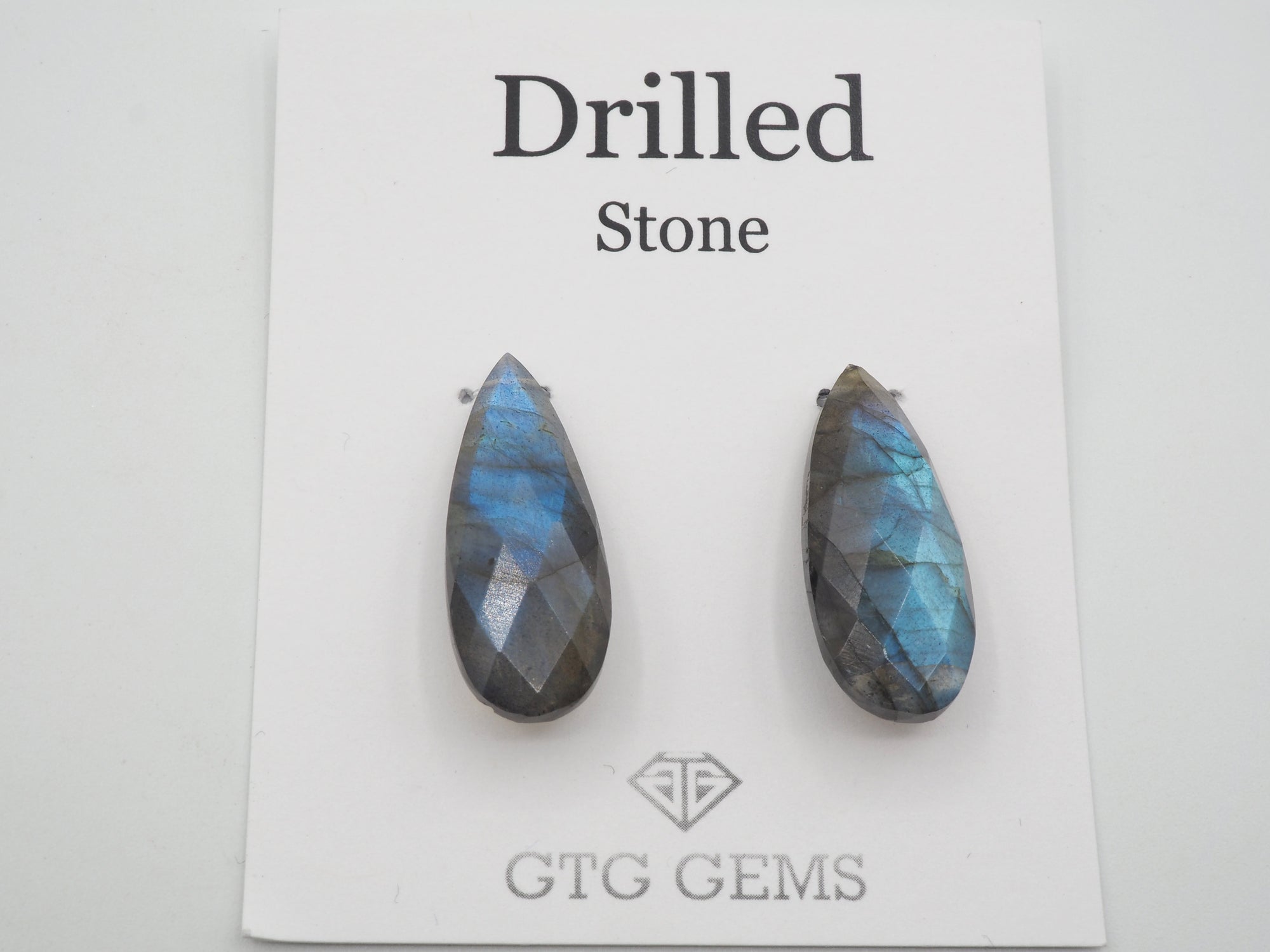 Labradorite Drilled Matching Pair Almond Shape 25 x 10mm