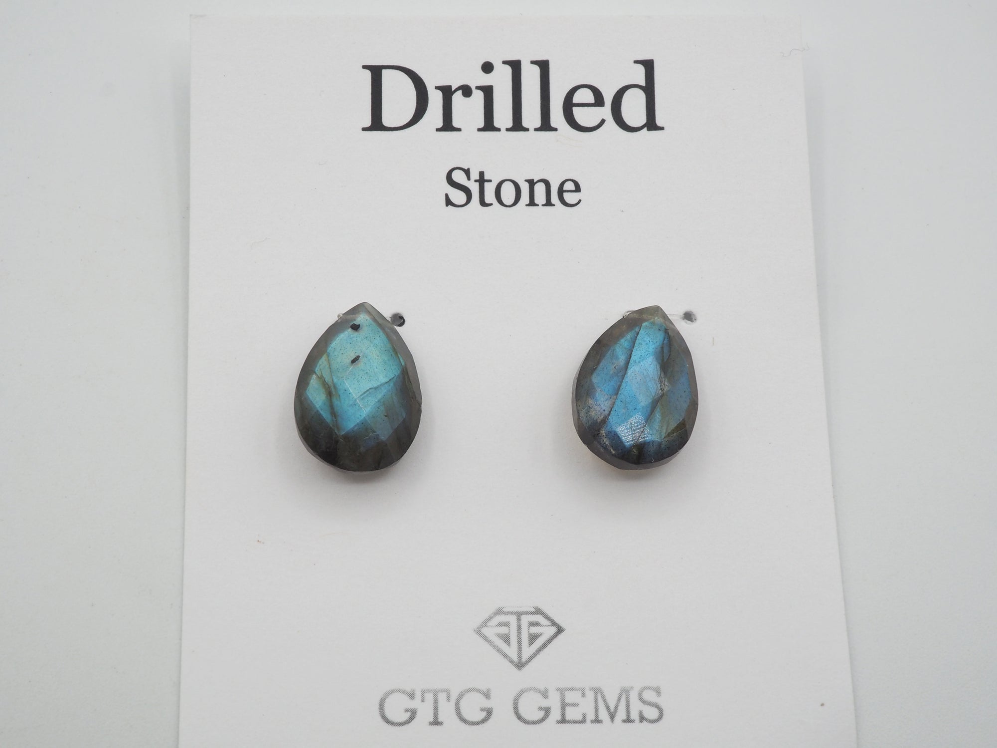 Labradorite Drilled Matching Pair Almond Shape 15.2 x 10.2mm (GTG-DLA-03)