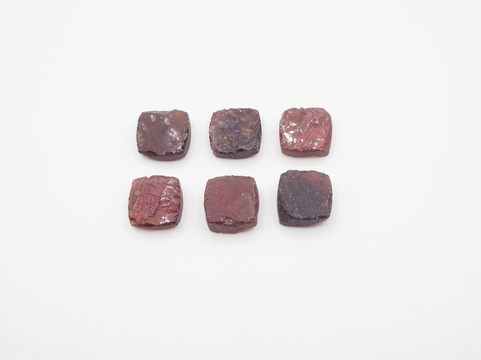 Natural Cushion Garnet Raw Rough Slice bottom flat, 8mm Approximately 22.78 Carat