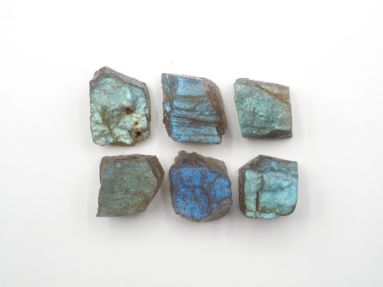 Natural Labradorite Rough Slice bottom flat, Approximately 12mm - 14.5mm and 61.70 Carat