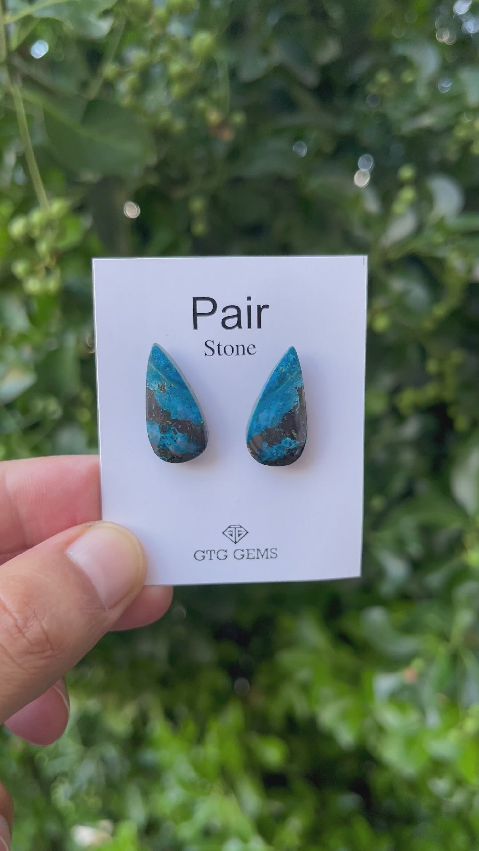 Natural  Azurite Matching Pair Cabochon, 23x11 mm, Approximately 22 carat (GTG-MAC-8)