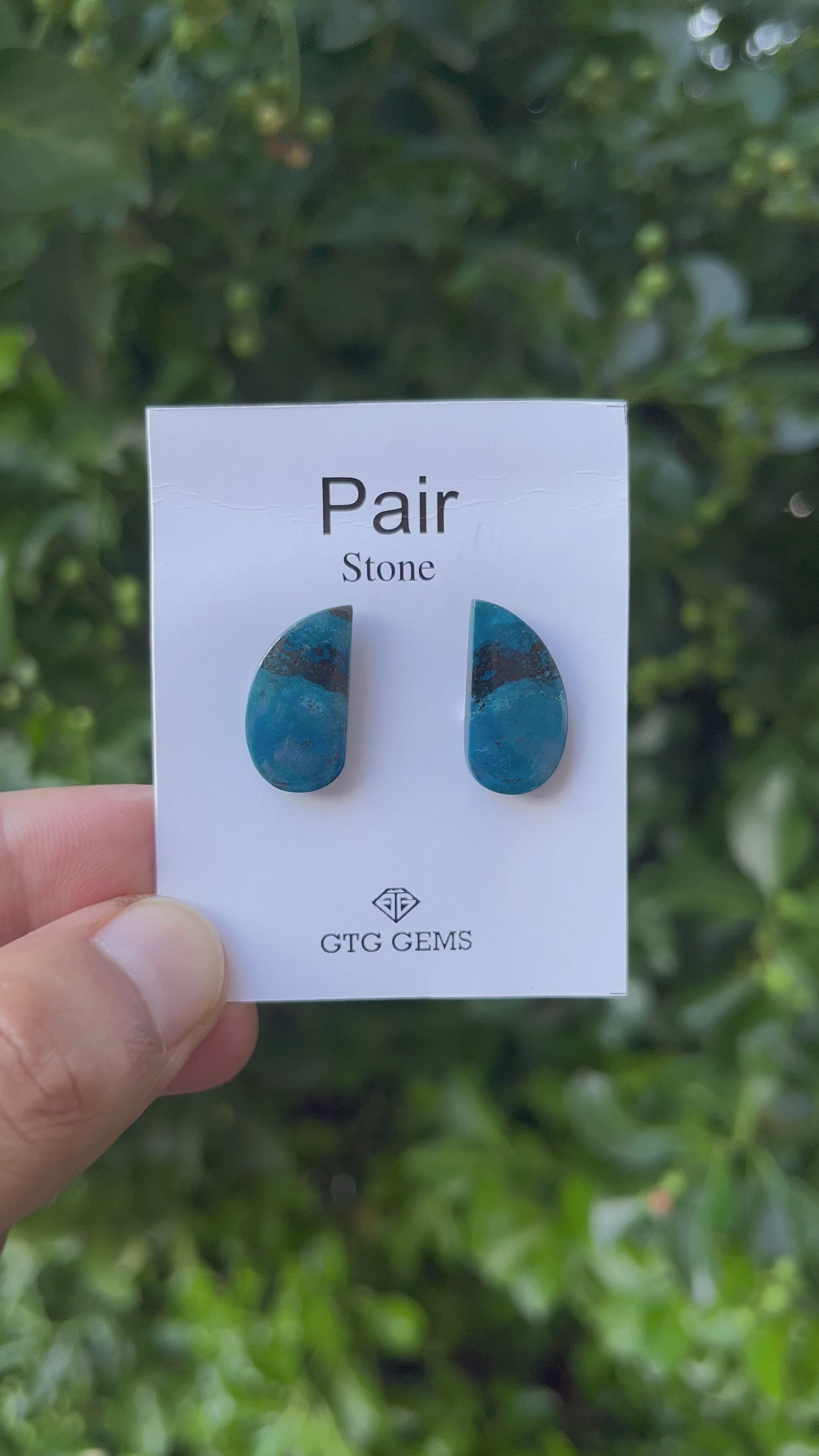 Natural  Azurite Matching Pair Cabochon, 20x11 mm, Approximately 18.5 carat (GTG-MAC-6)