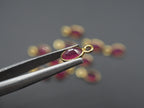 Ruby 18K Gold Filled Bezel 6x4 mm, Single Connector, Ruby Charm, 1 Piece