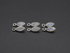 Rainbow Moonstone Silver Bezel 7x4 mm, Single Connector, Moonstone Connector, (GTG-SBM-11)