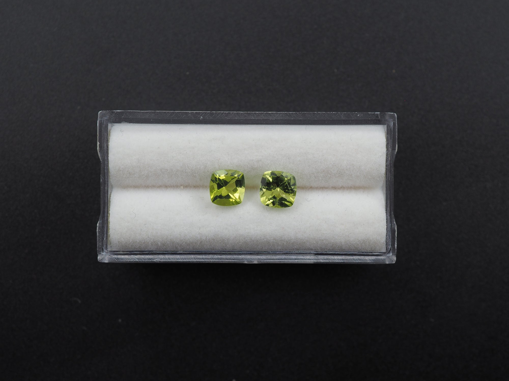 Peridot  Faceted Square Shape 6x6 mm Matching Pair Approximately 1.80 Carat
