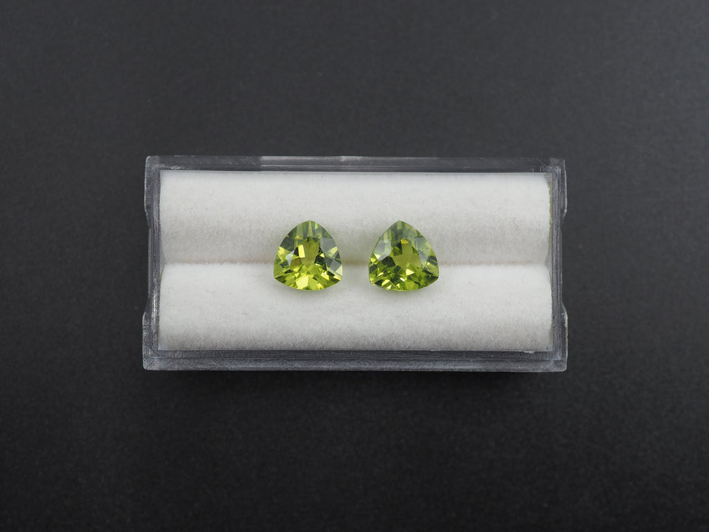Peridot  Faceted Triangle Shape 8x8 mm Matching Pair Approximately 4.50 Carat