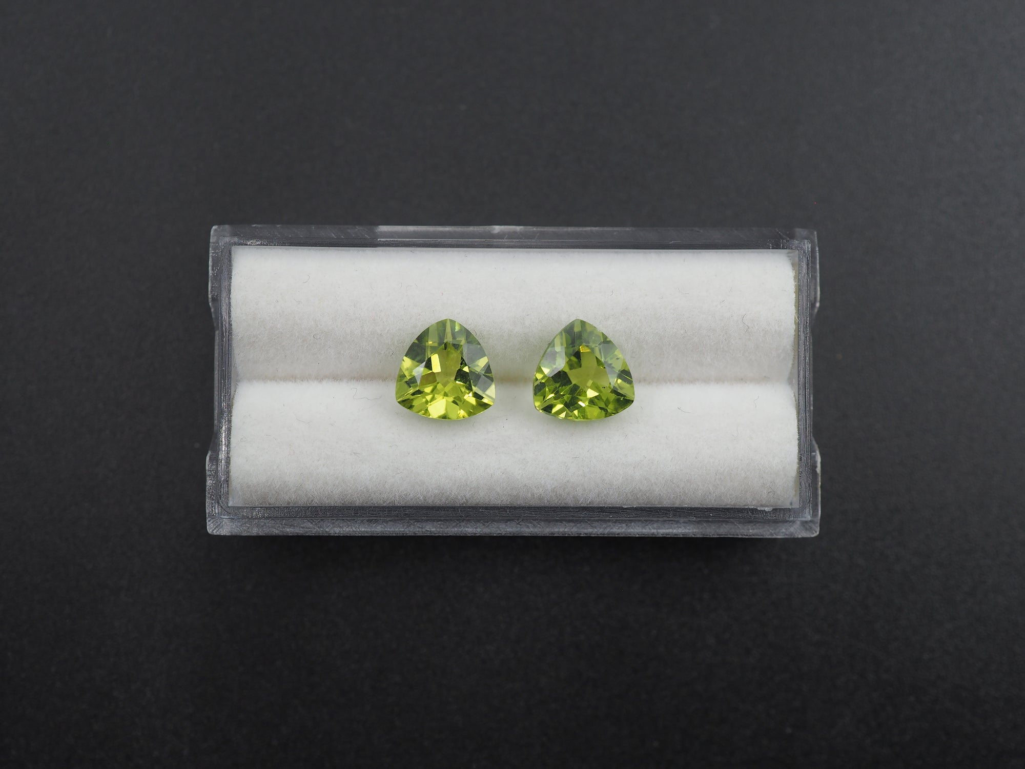 Peridot  Faceted Triangle Shape 8x8 mm Matching Pair Approximately 4.50 Carat
