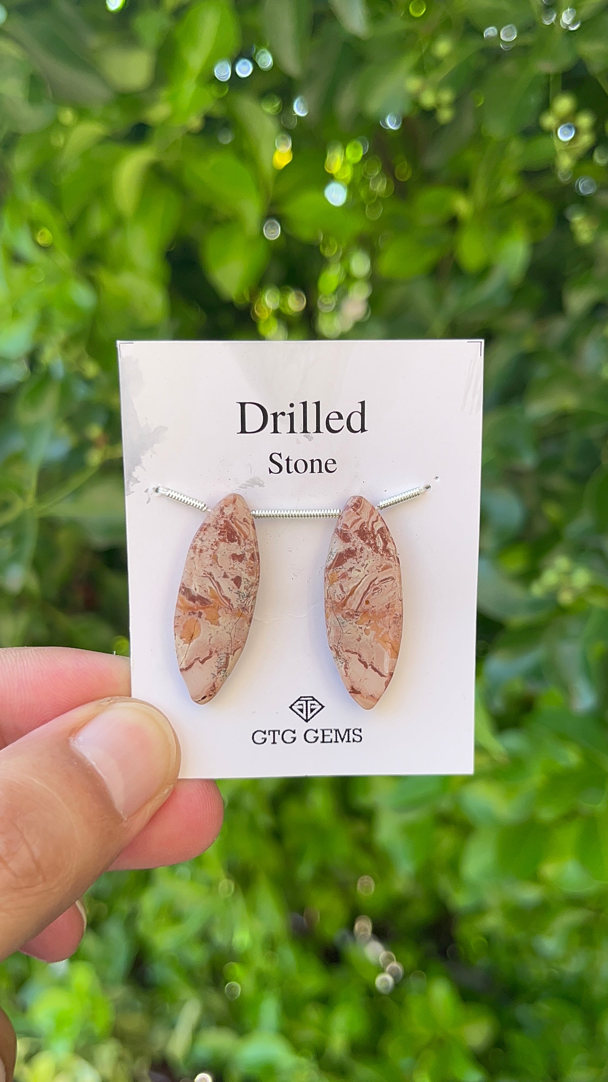 Picture Jasper, Drilled Cabochon 31x11 mm Approximately 21 Carat (GTG-DPJ-24)
