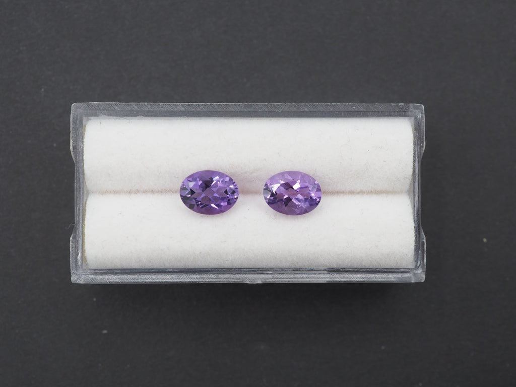 Amethyst Faceted 8x6 mm Matching Pair Approximately 2 Carat (GTG-AM-71)