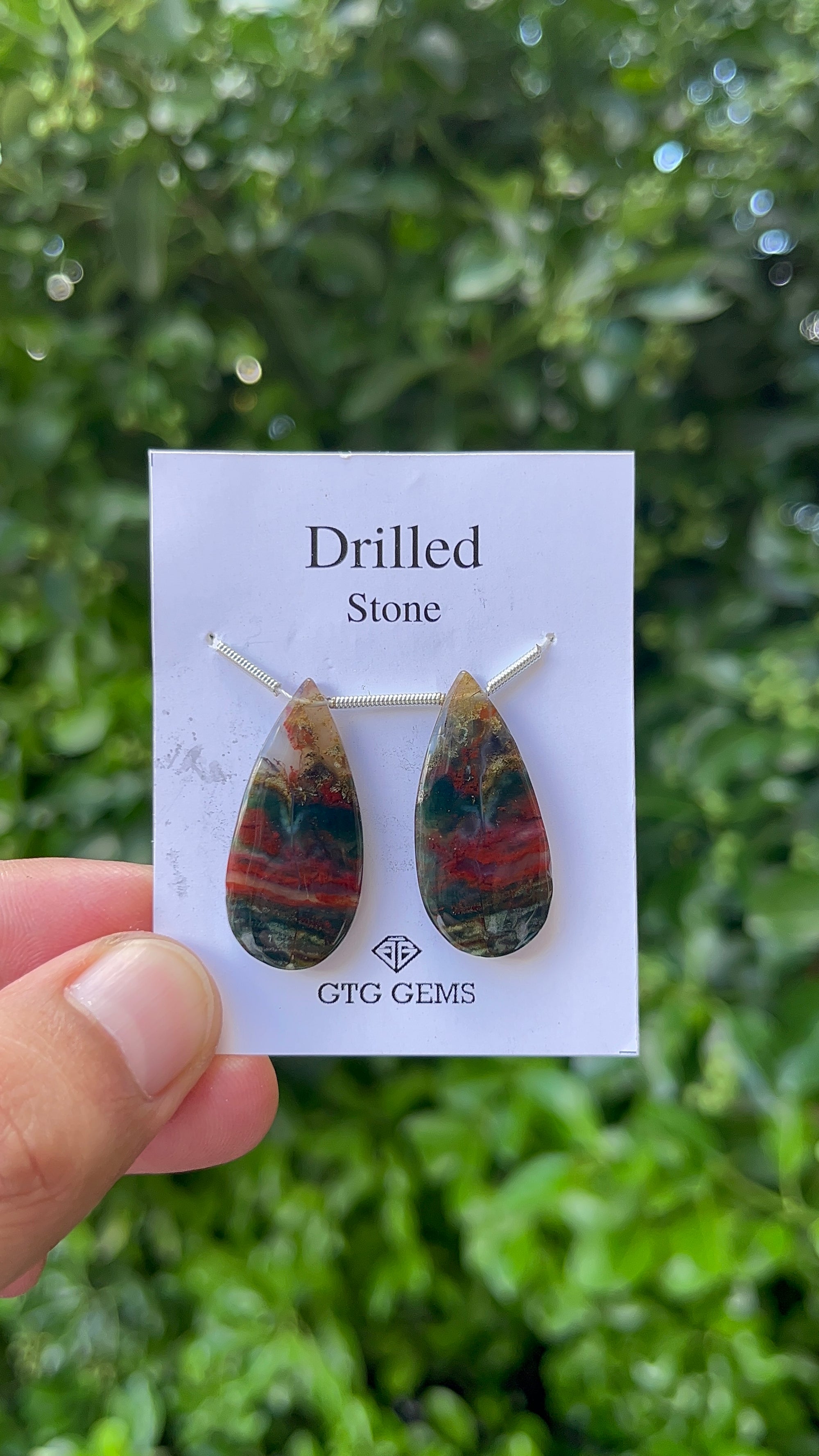 Drilled Blood stone jasper 30x14 mm Approximately 28 Carat (GTG-DBJ-6)