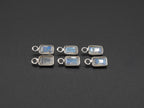 Rainbow Moonstone Silver Bezel 6x4 mm, Single Connector, Moonstone Connector, (GTG-SBM-10)