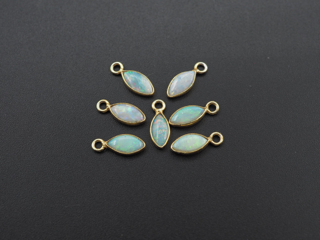 Australian Opal 18K Gold Filled Bezel 8x4 mm, Single Connector, Opal Charm, 1 Piece
