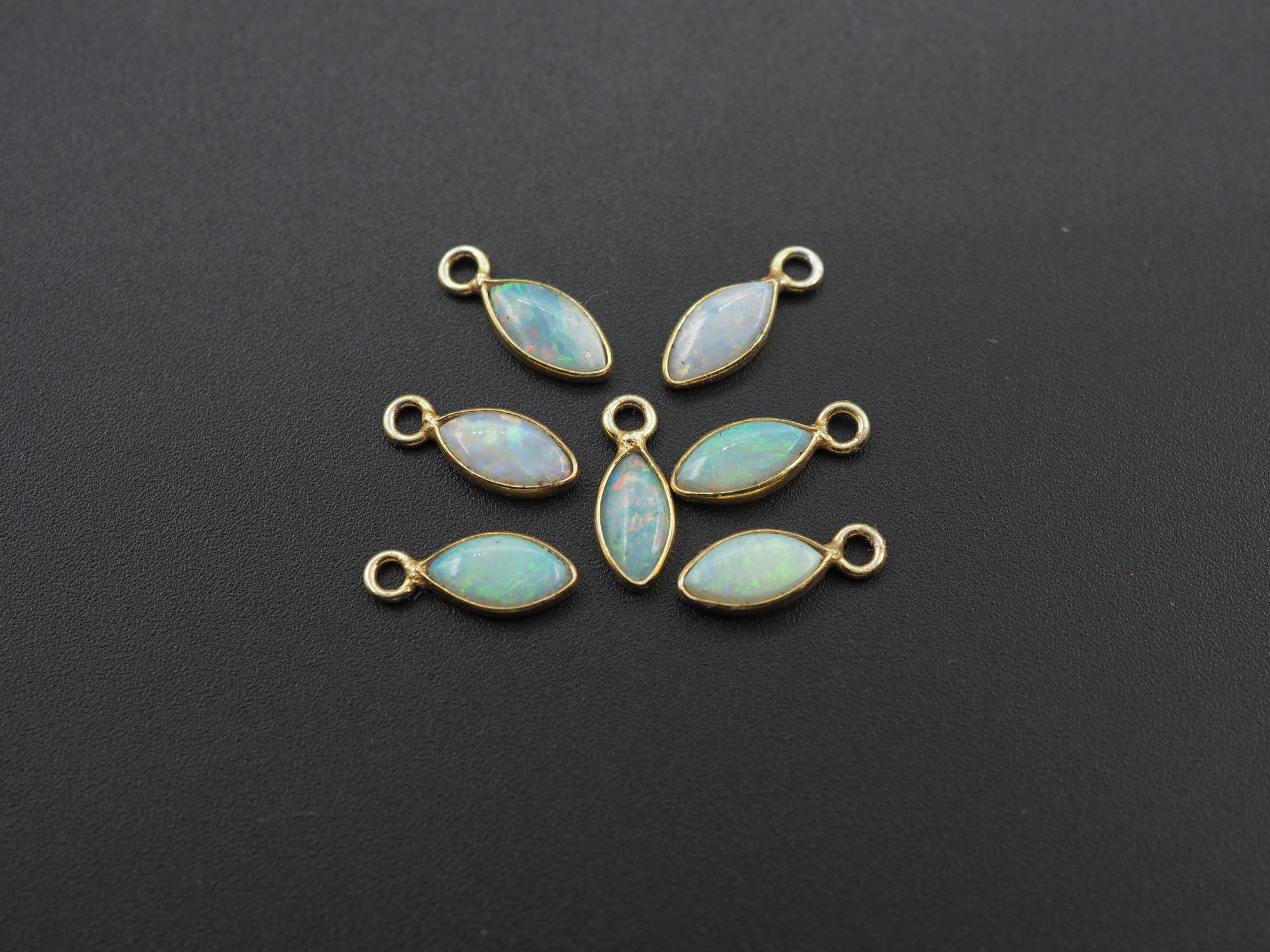 Australian Opal 18K Gold Filled Bezel 8x4 mm, Single Connector, Opal Charm, 1 Piece