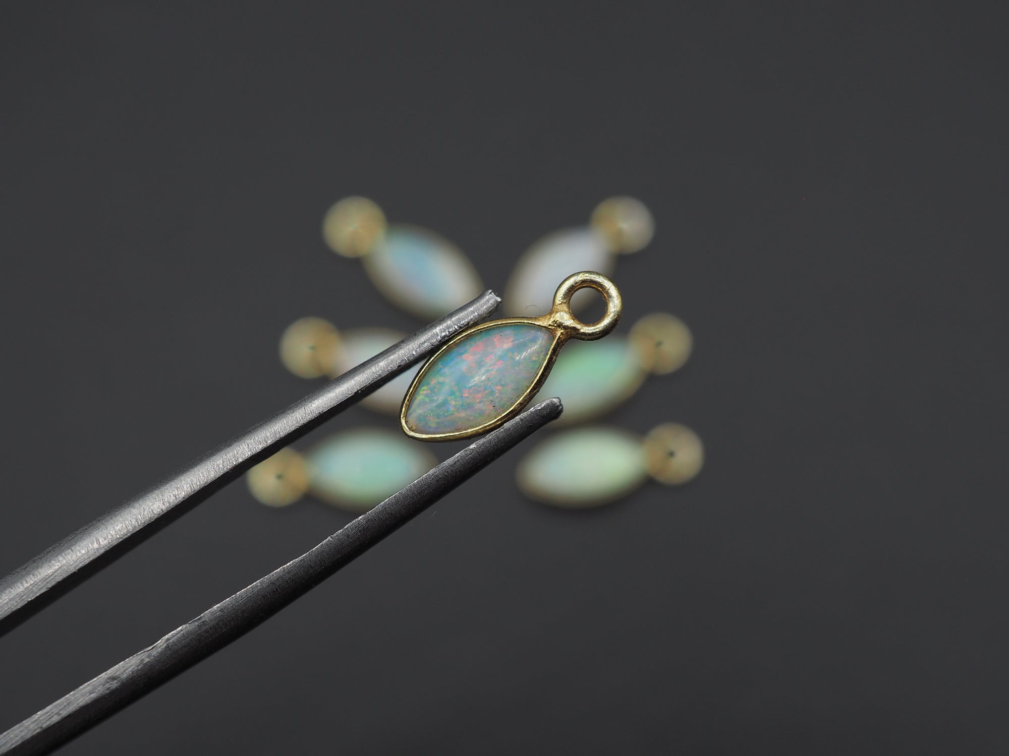 Australian Opal 18K Gold Filled Bezel 8x4 mm, Single Connector, Opal Charm, 1 Piece