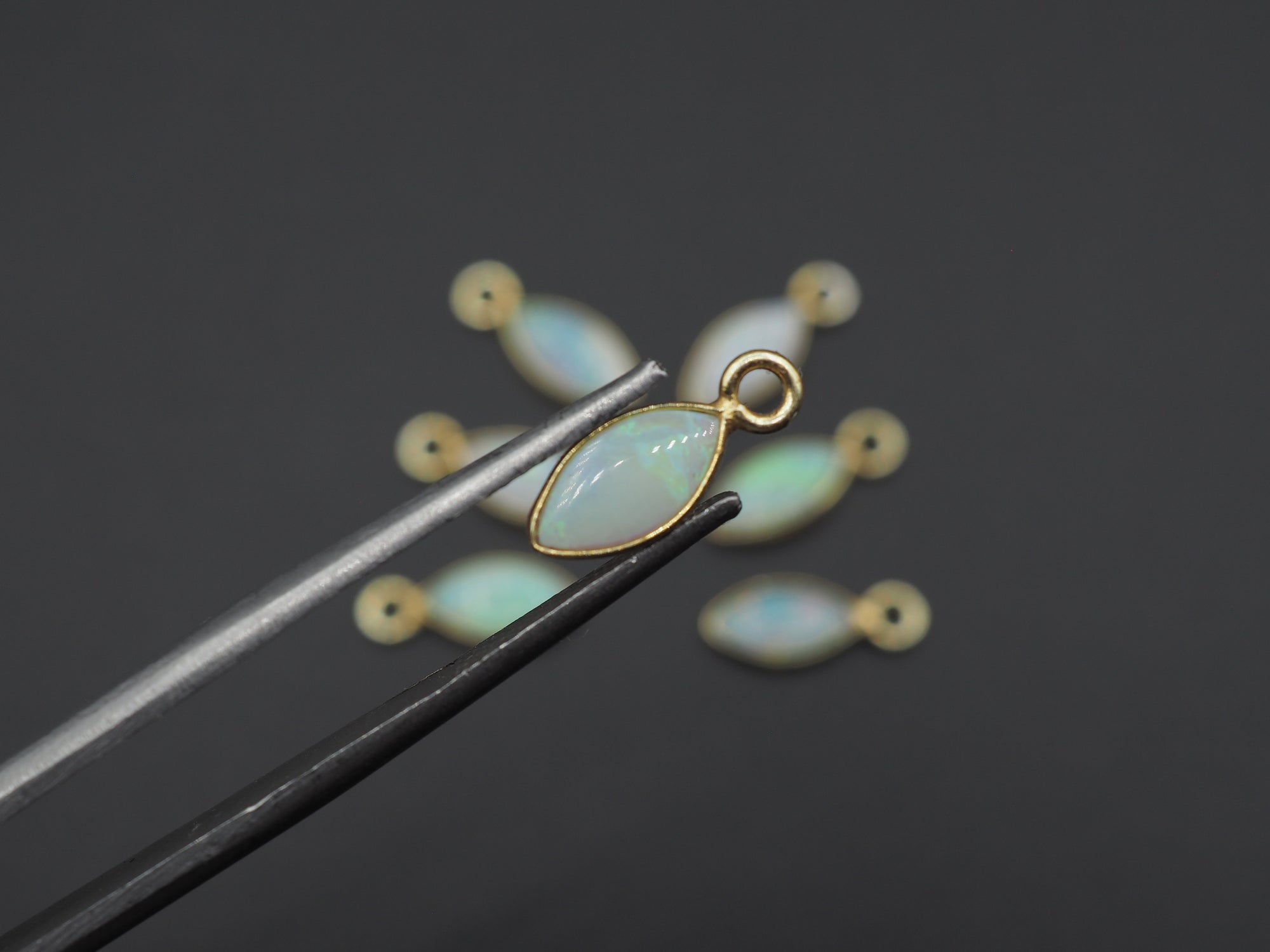 Australian Opal 18K Gold Filled Bezel 8x4 mm, Single Connector, Opal Charm, 1 Piece