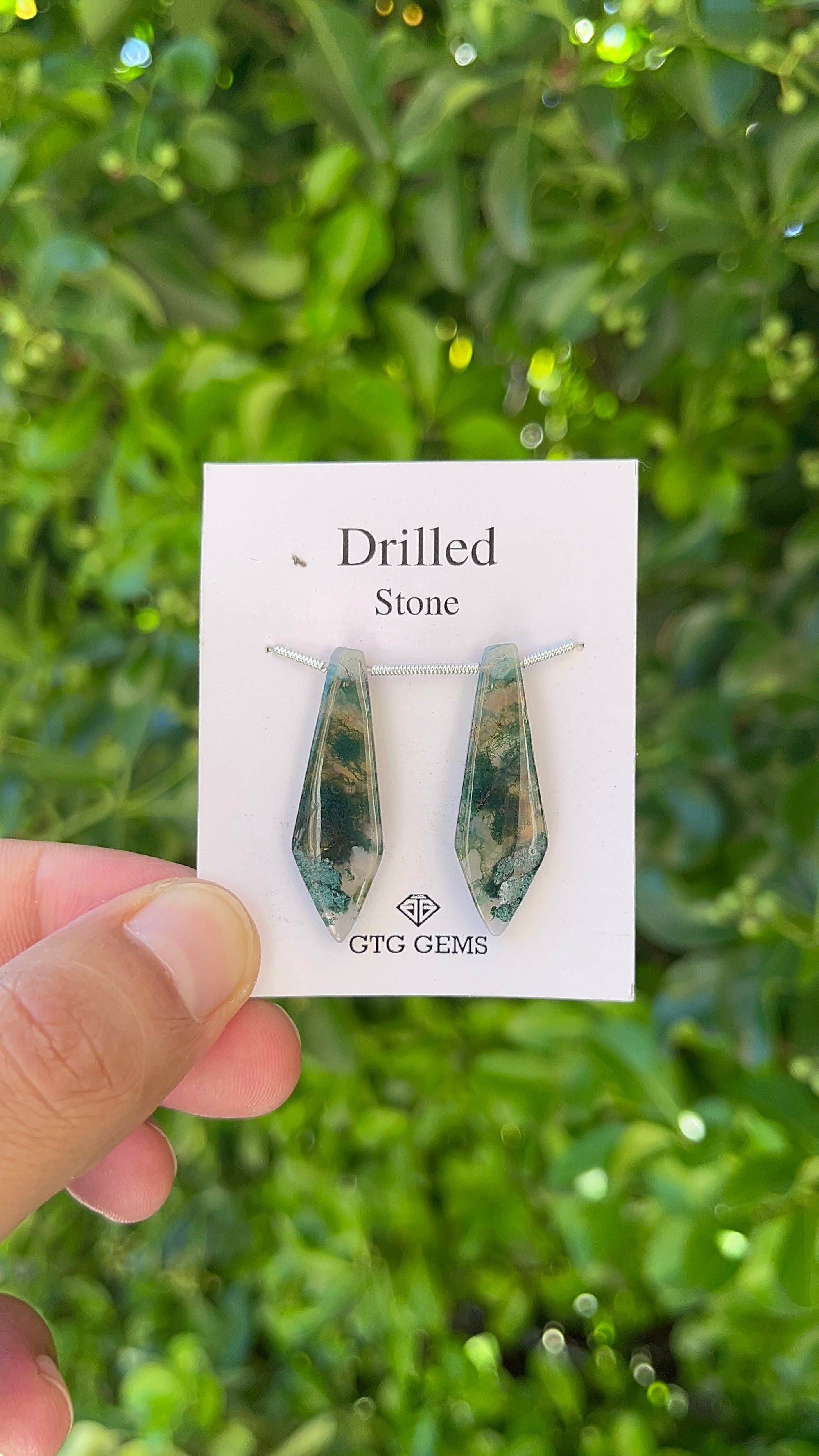 Natural Moss Agate Drilled 34x11 mm Approximately 23 Carat (GTG-DSG-21)