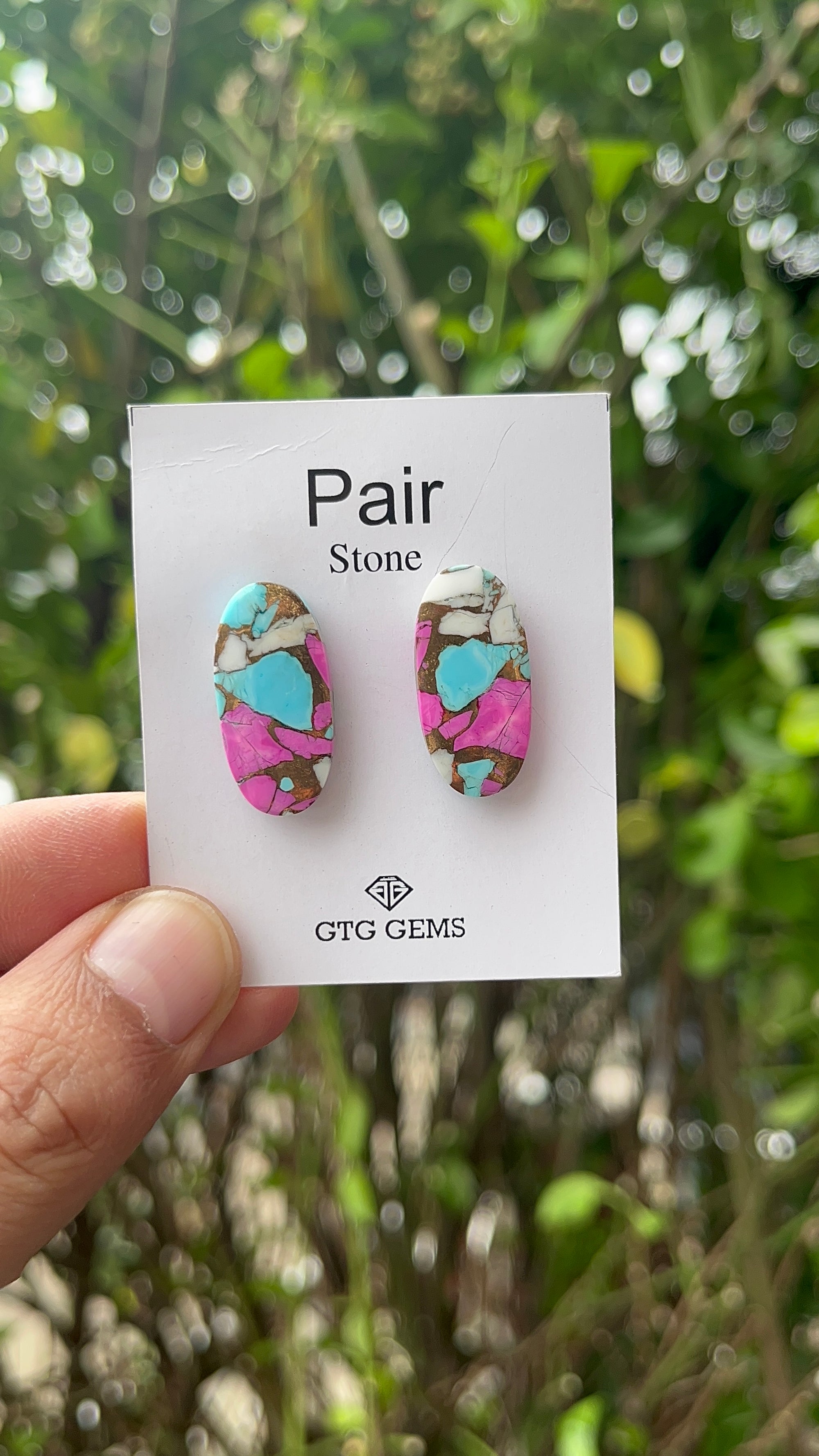 Cotton Candy Turquoise 25x12 mm Matching Pair Cabochon Approximately 25.50 Carat (GTG-MCC-12)