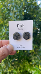 Black Fossil, Cabochon Matching Pair 12 mm, Approximately 21 carat (GTG-MBF-11)