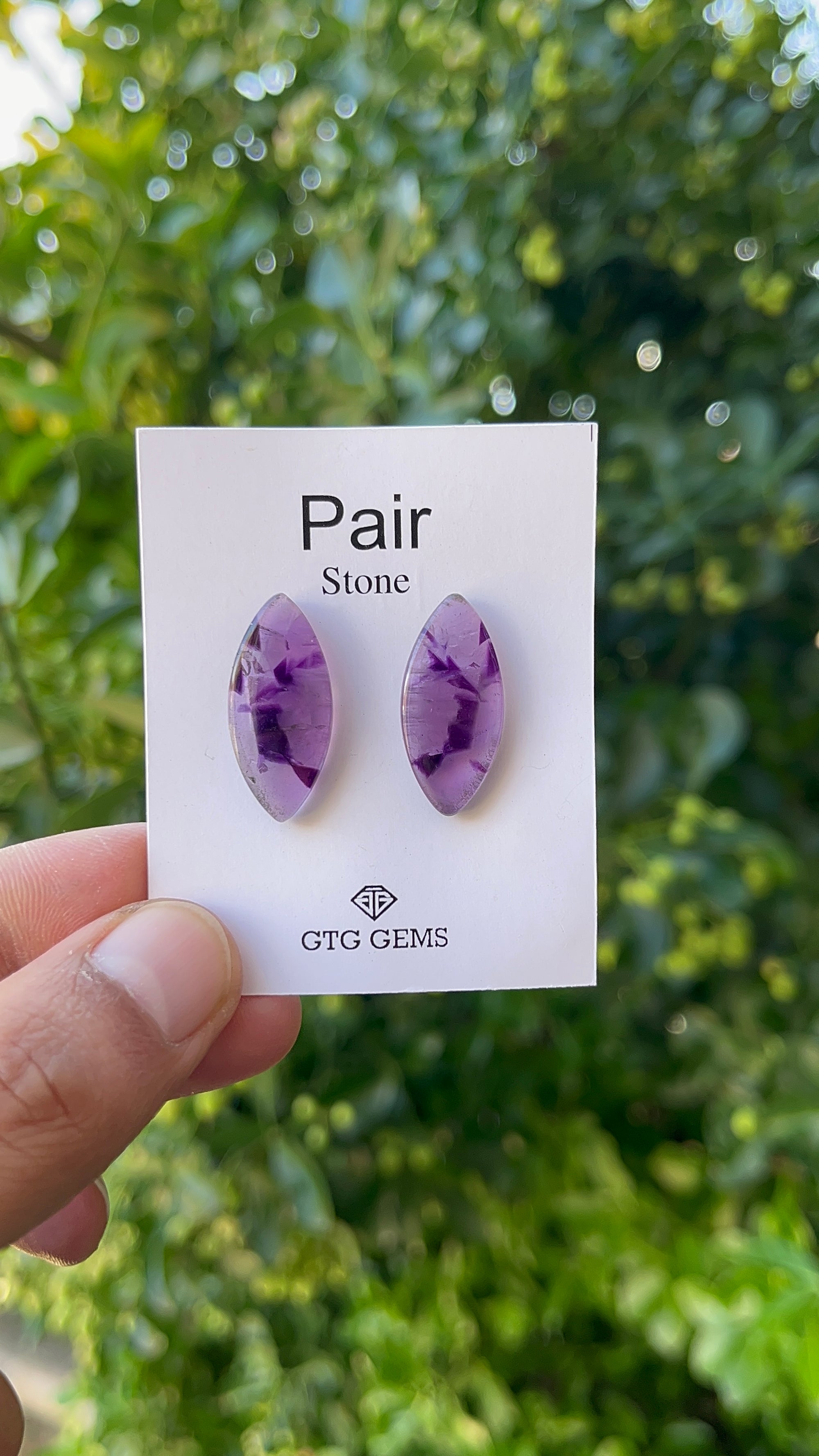 Star Amethyst Matching Pair Cabochon 25x11.5 mm, Approximately 17.50 Carat (GTG-AM-25)