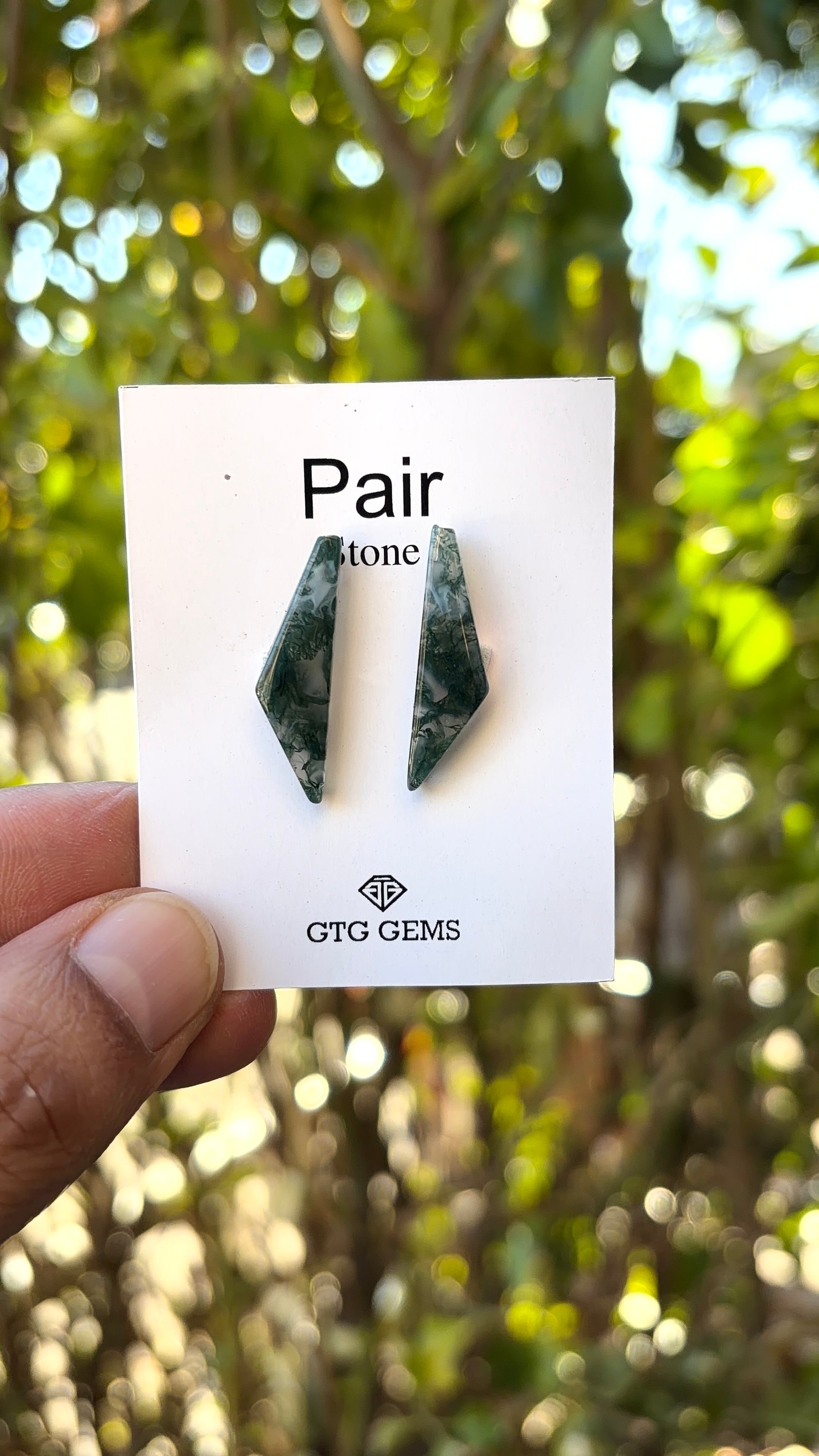 Moss Agate 30x14 mm Matching Pair Cabochon