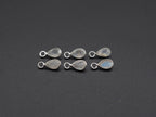 Rainbow Moonstone Silver Bezel 6x4 mm, Single Connector, Moonstone Connector, (GTG-SBM-7)