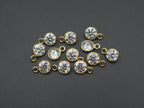 Moissanite 18K Gold Filled Bezel 6 mm, Single Connector, Moissanite Charm, 1 Piece