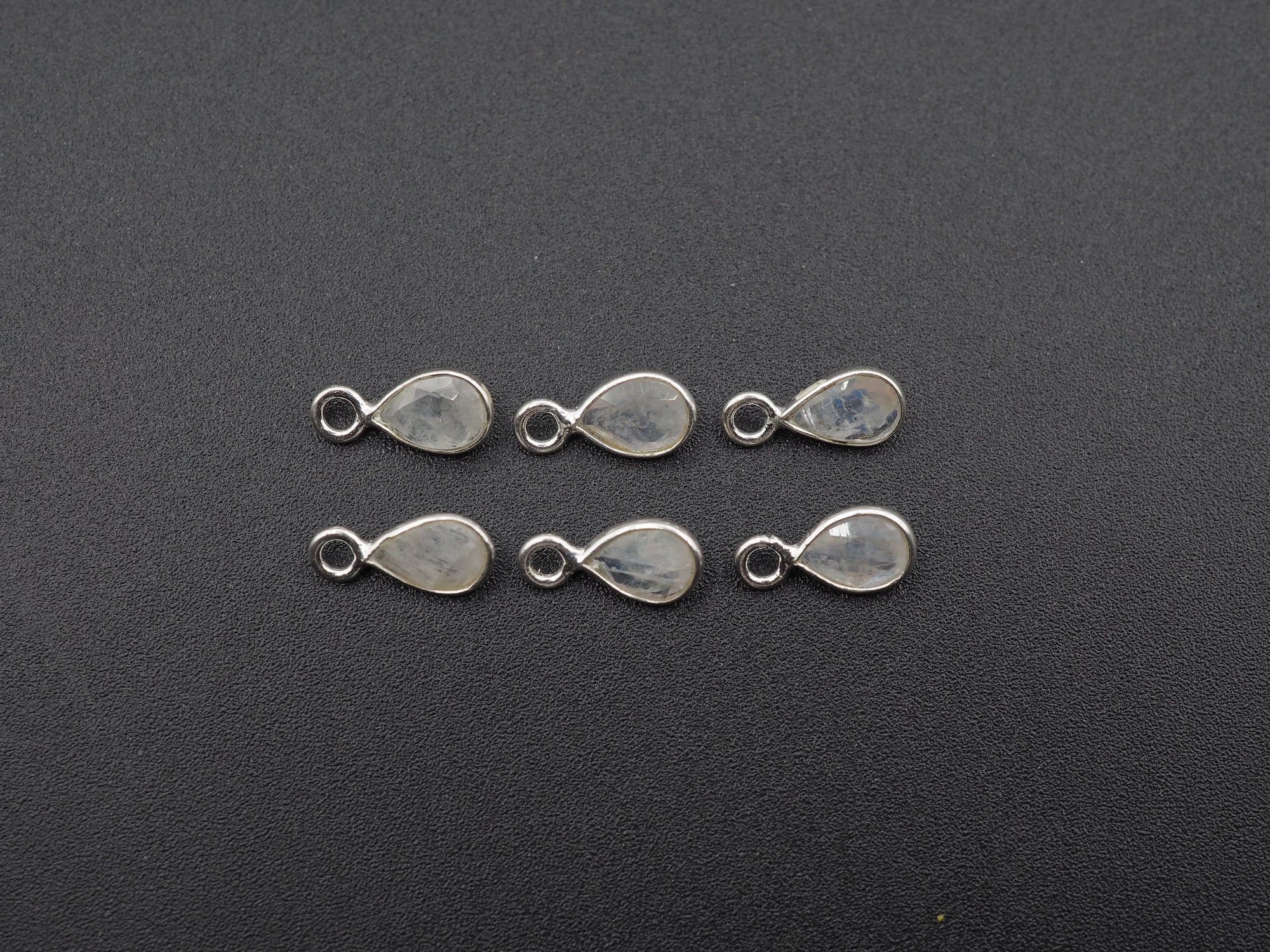 Rainbow Moonstone Silver Bezel 6x4 mm, Single Connector, Moonstone Connector, (GTG-SBM-7)