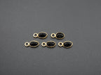 Black Onyx 18K Gold Filled Bezel 6x4 mm, Single Connector, Onyx Charm