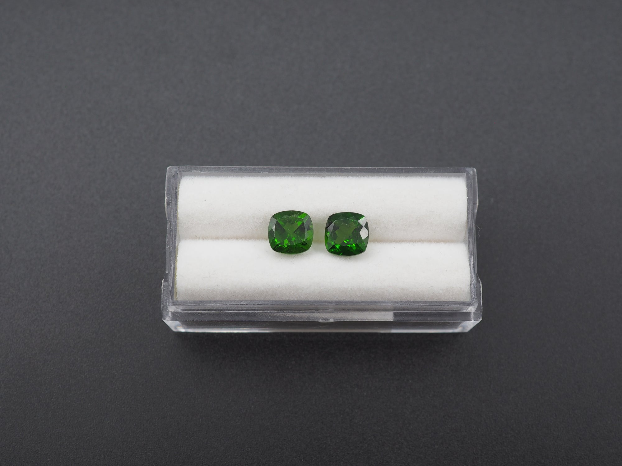 Chrome Diopside Faceted Cushion Square Shape 7mm Matching Pair Approximately 3.02 Carat