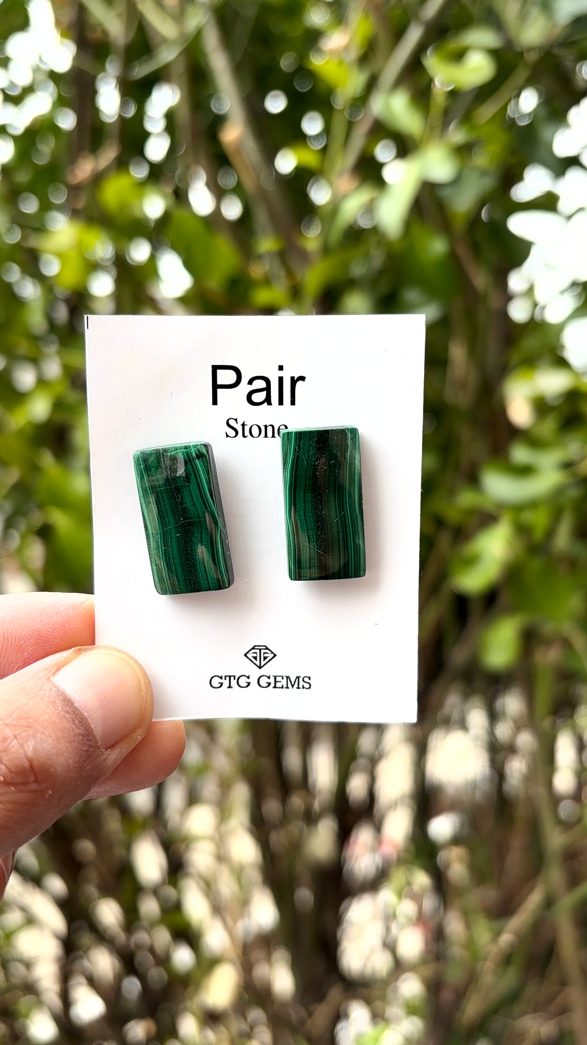 Malachite 23x12 mm Matching Pair Cabochon