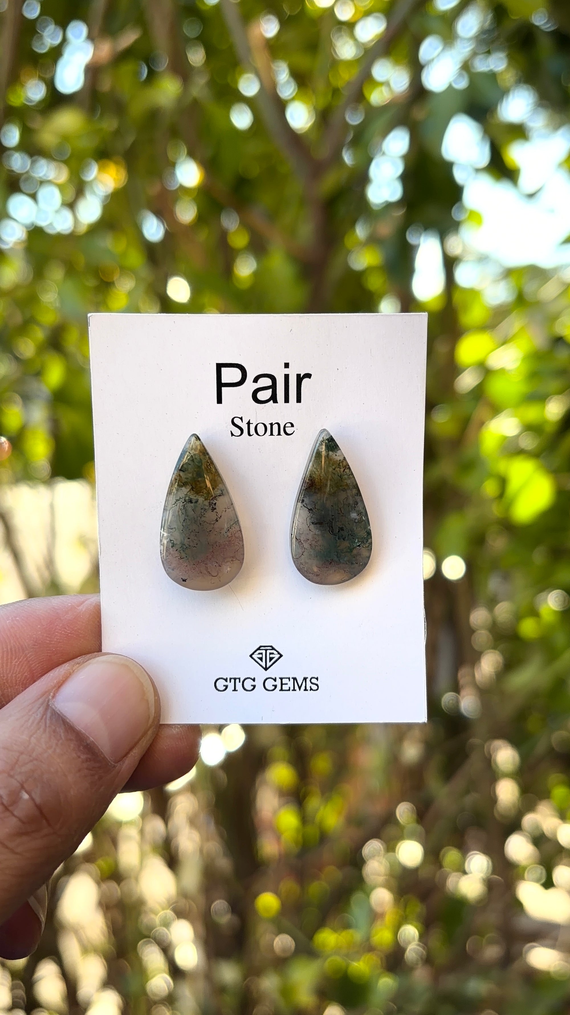 Moss Agate18x10 mm Matching Pair Cabochon