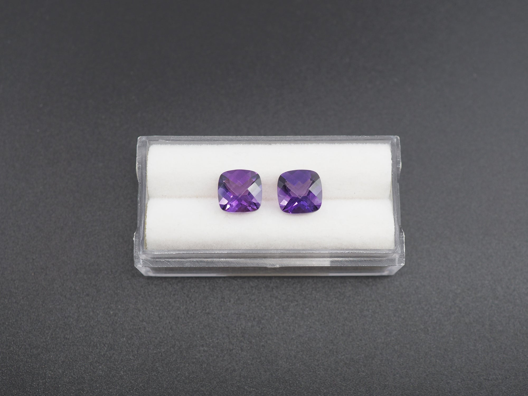 Faceted Amethyst Cushion Square 8mm Matching Pair Approximately 3.66 Carat