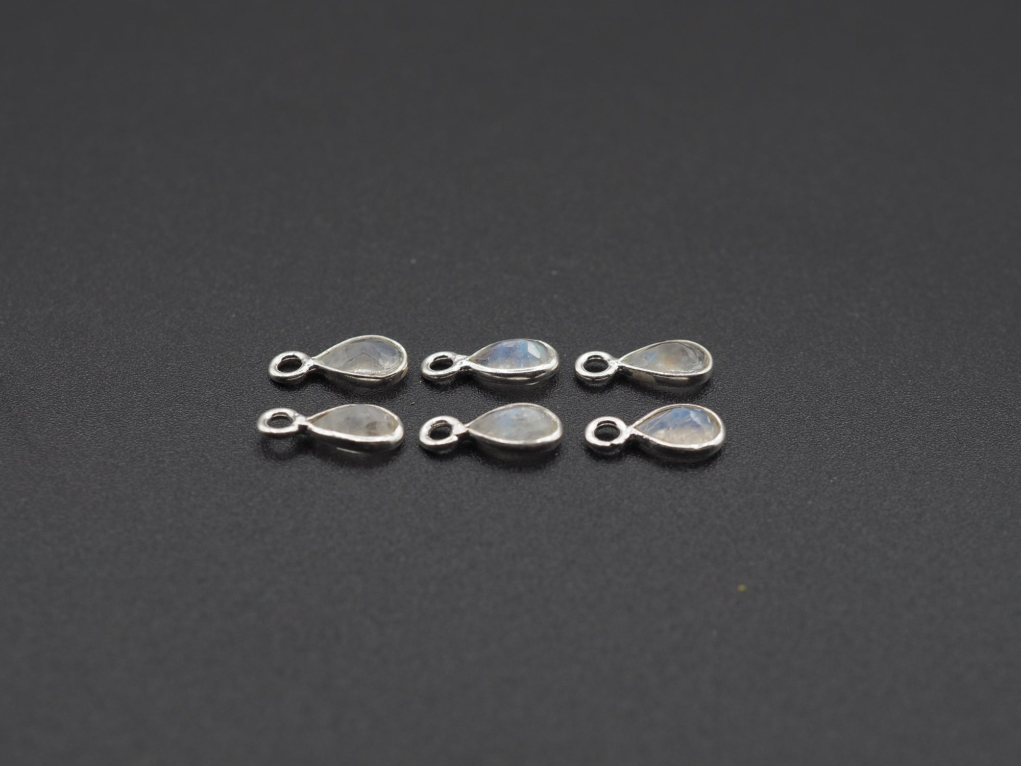 Rainbow Moonstone Silver Bezel 6x4 mm, Single Connector, Moonstone Connector, (GTG-SBM-7)