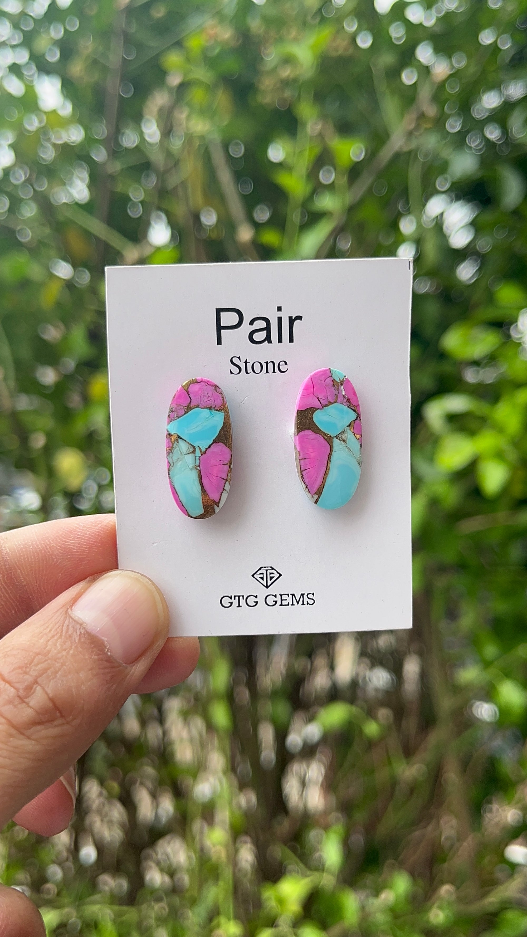 Cotton Candy Turquoise 23.5x11 mm Matching Pair Cabochon Approximately 21 Carat (GTG-MCC-11)