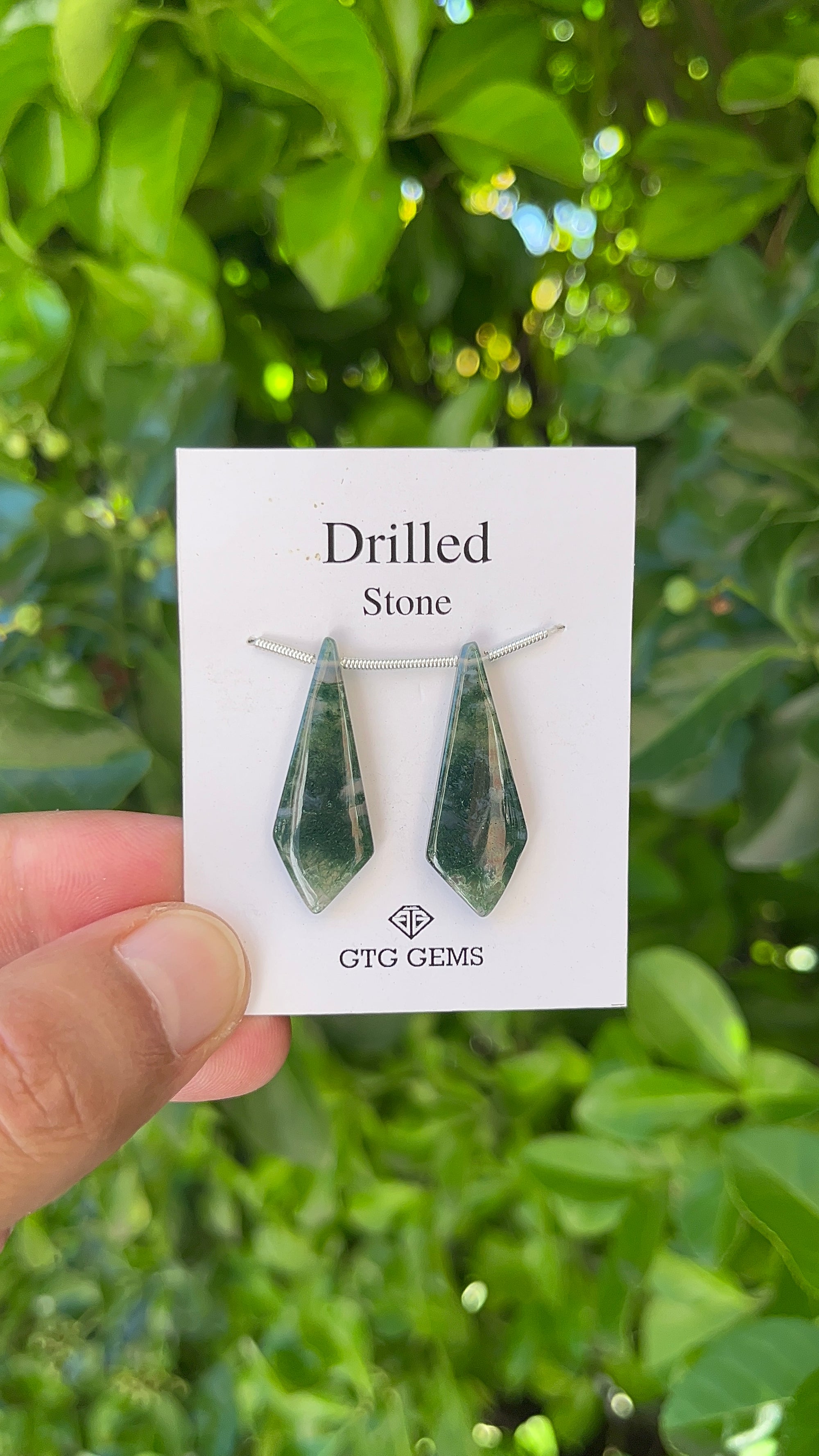 Natural Moss Agate Drilled 31x11 mm