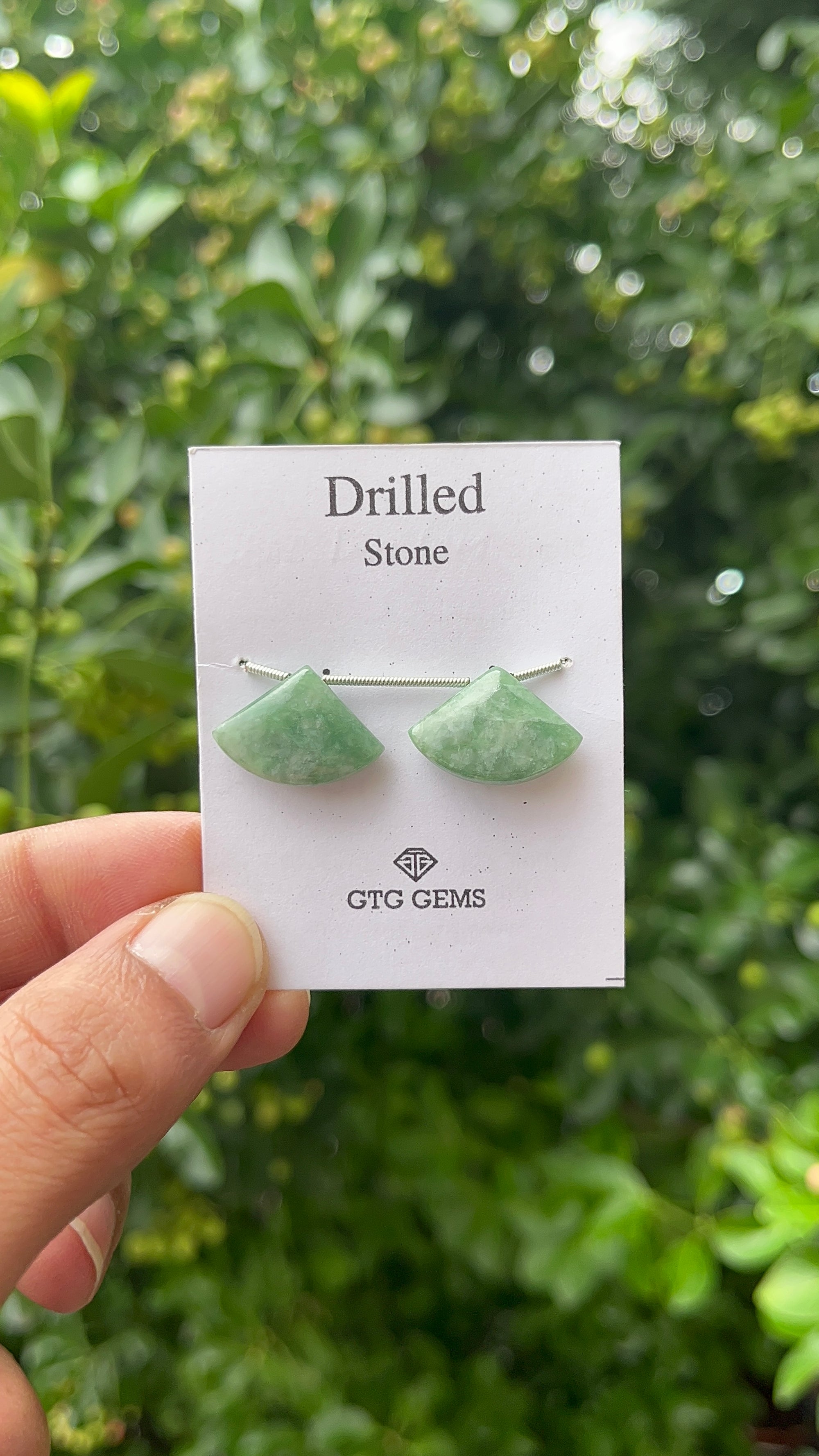 Natural Jade Drilled Fan Shape 20x12mm | Side Drilled | Smooth Jade| (GTG-DSJ-14)