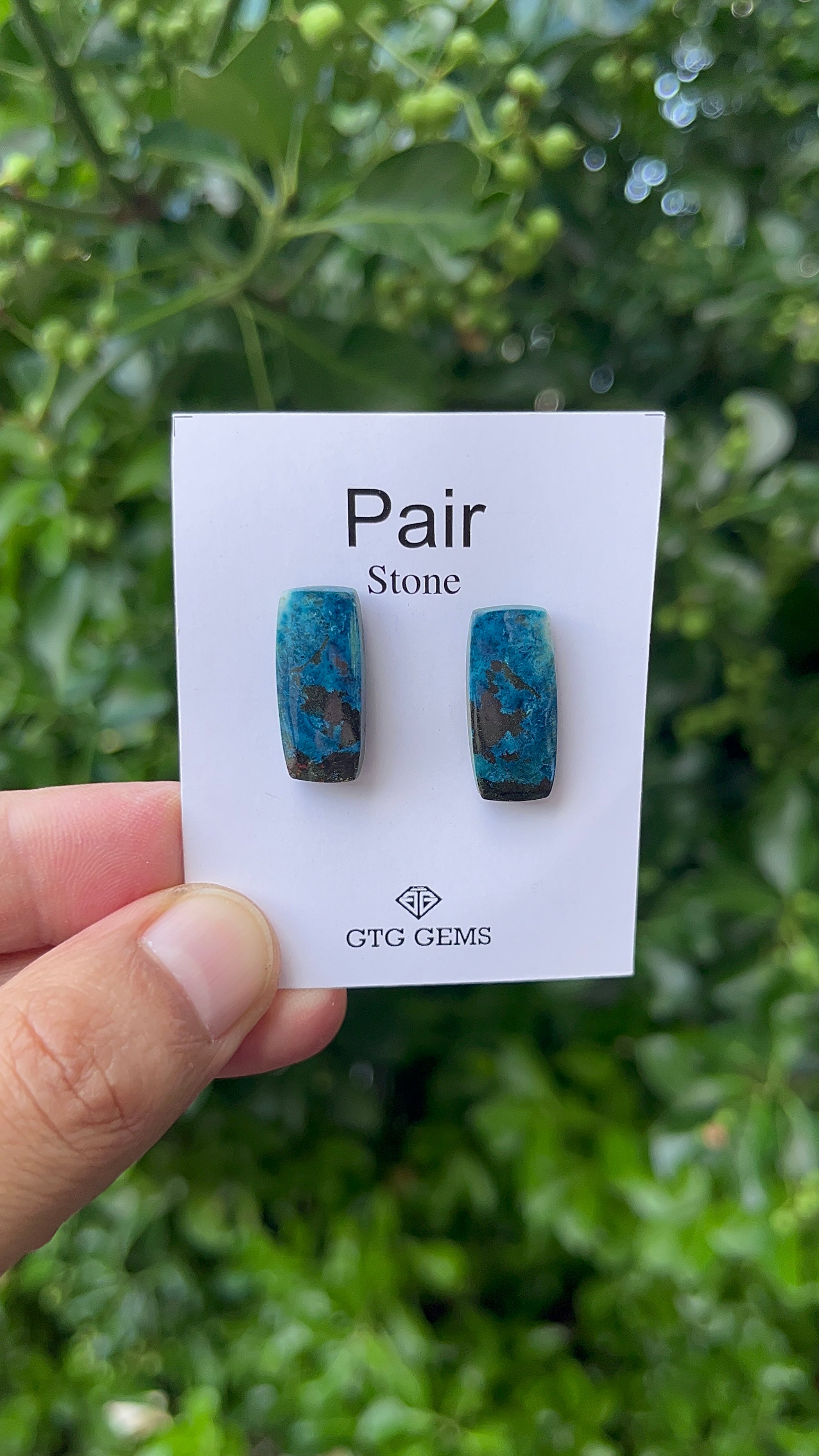 Natural  Azurite Matching Pair Cabochon, 21x9 mm, Approximately 22 carat (GTG-MAC-3)