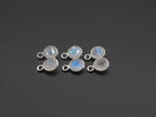 Rainbow Moonstone Silver Bezel 6 mm, Single Connector, Moonstone Connector, (GTG-SBM-8)