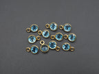 London BLue Topaz 18K Gold Filled Bezel 5 mm, Single Connector, Topaz Charm, 1 Piece