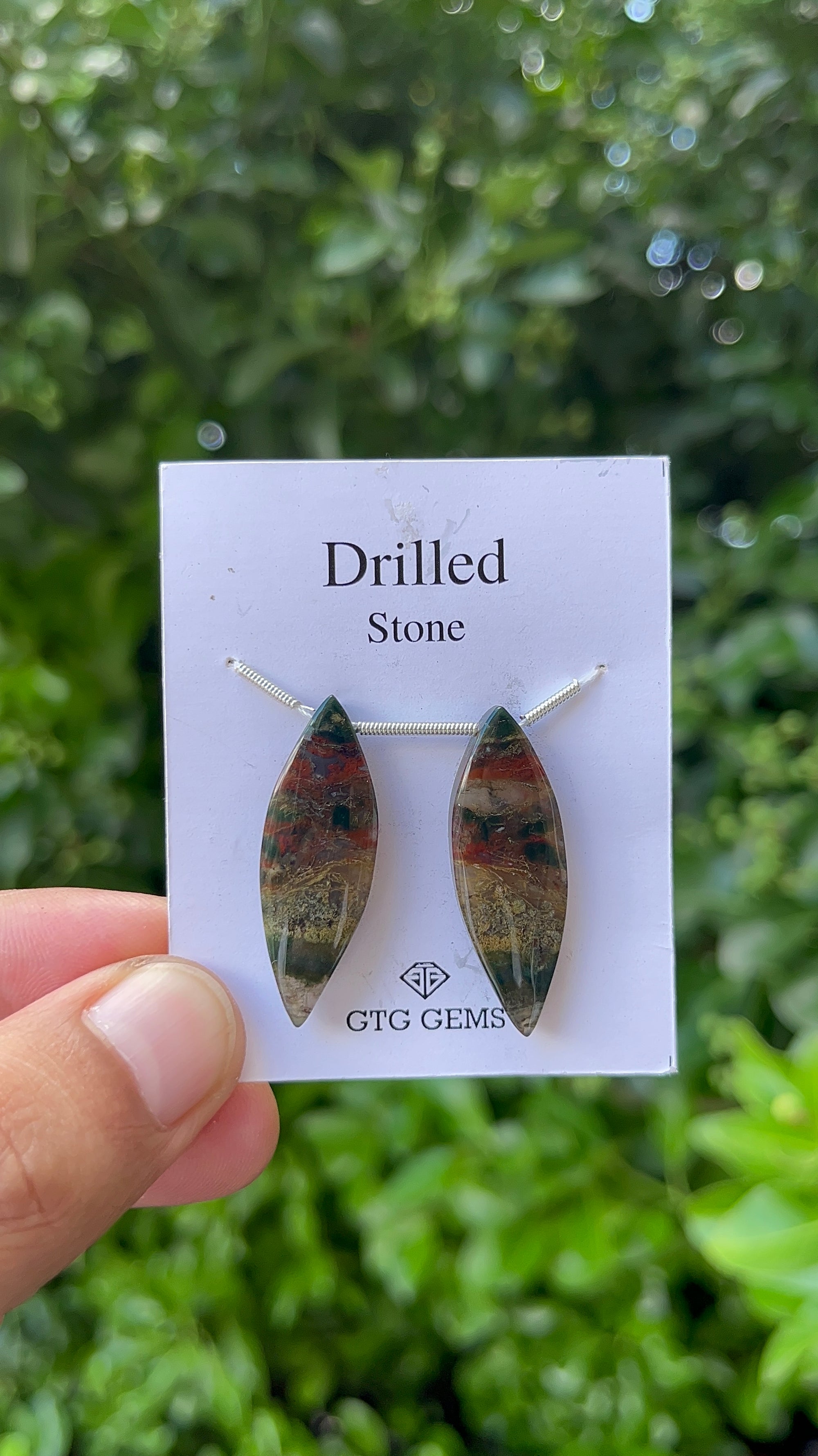 Drilled Blood stone jasper 33x11 mm Approximately 29 Carat (GTG-DBJ-22)