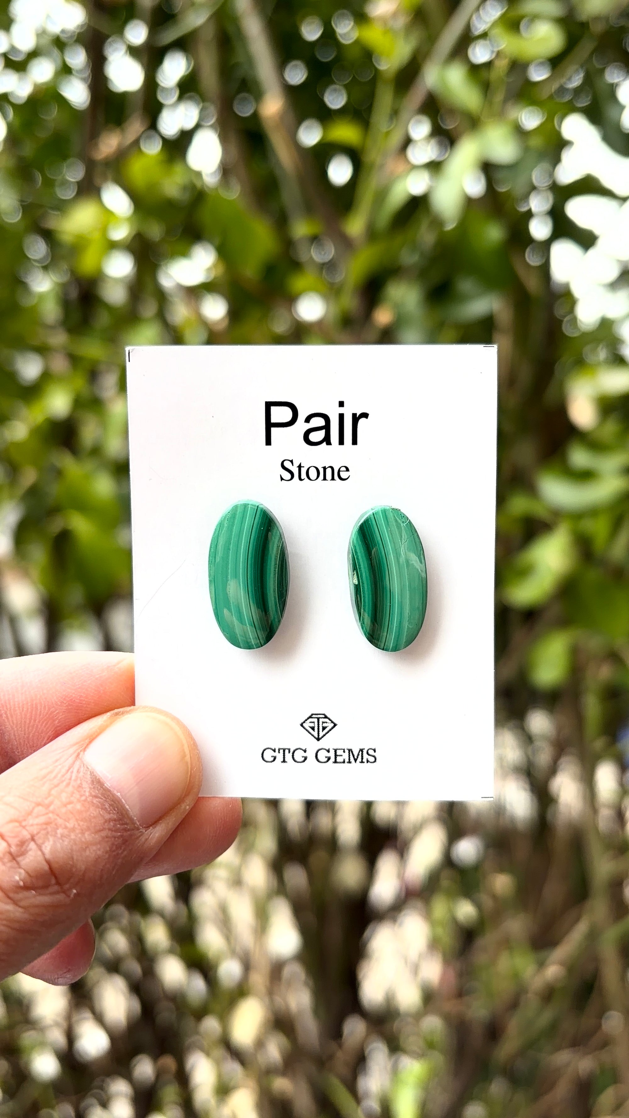Malachite 21x11 mm Matching Pair Cabochon