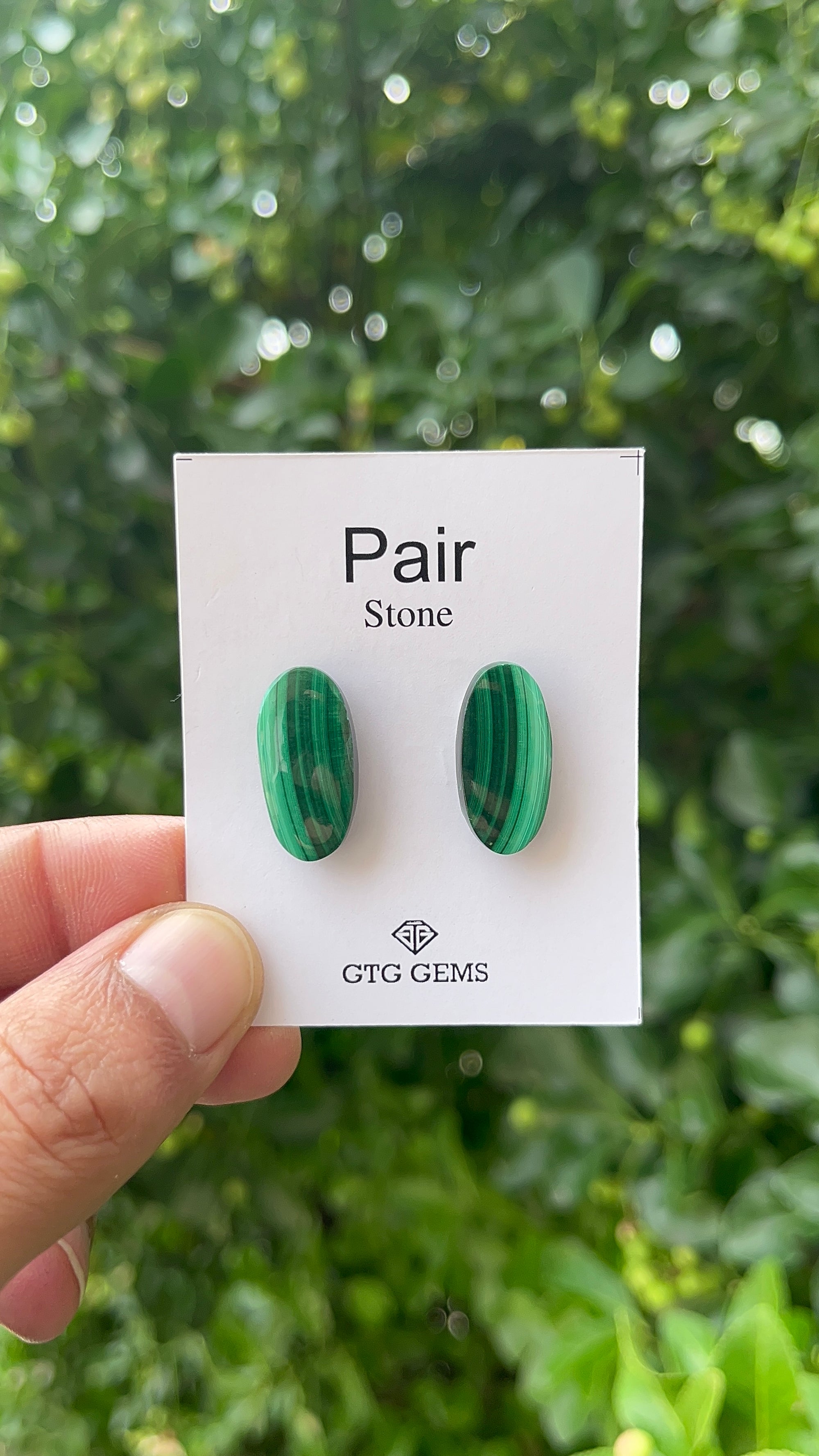 Malachite 21x11mm Matching Pair Cabochon Approximately 25.5 Carat (GTG-MMC-13)