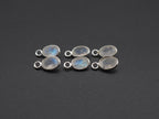 Rainbow Moonstone Silver Bezel 7x5 mm, Single Connector, Moonstone Connector, (GTG-SBM-9)
